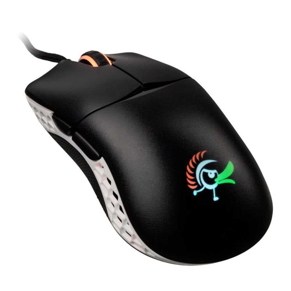 Ducky Feather ARGB Omron schwarz/weiß Gaming-Maus (Maus ARGB Omron Switches leicht beleuchtet, schwarz/weiß)