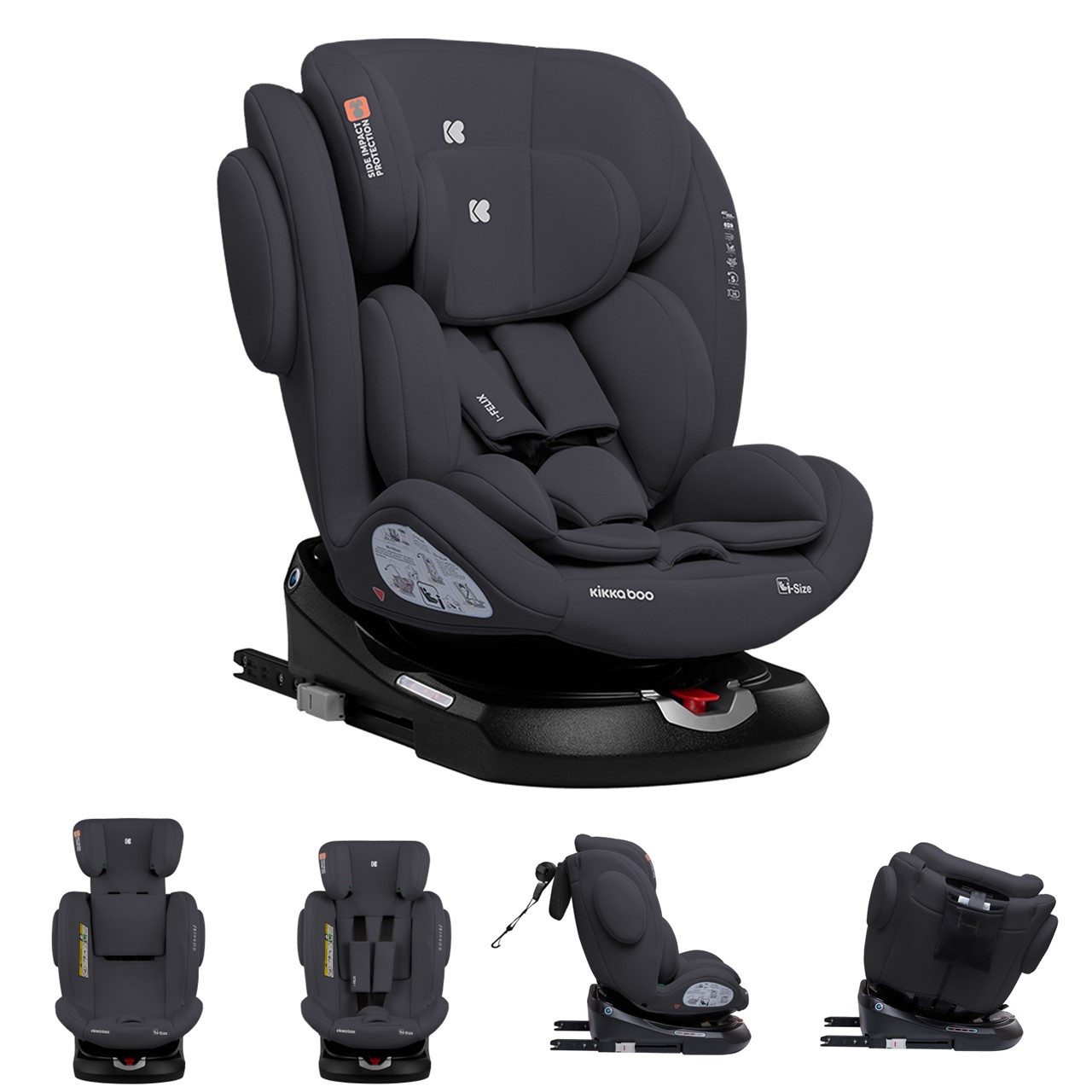 Kikkaboo Autokindersitz Kindersitz i-Felix i-Size, ab: 0, bis: 12, (40-150cm) Isofix Top Tether 360 Grad Drehung