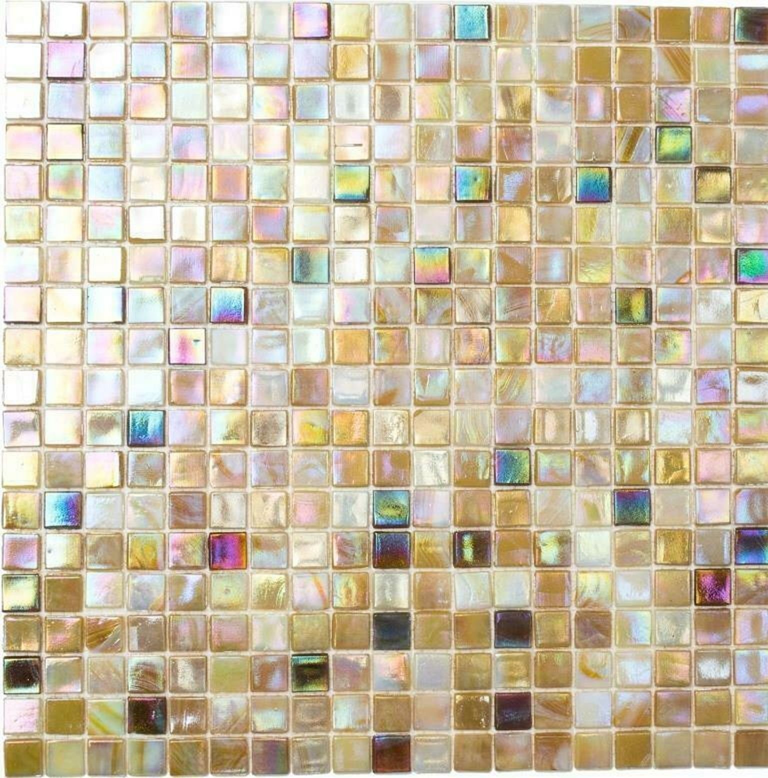 Mosani Mosaikfliesen Glasmosaik Mosaikfliesen beige braun irisierend Sand Wand | Fliesen