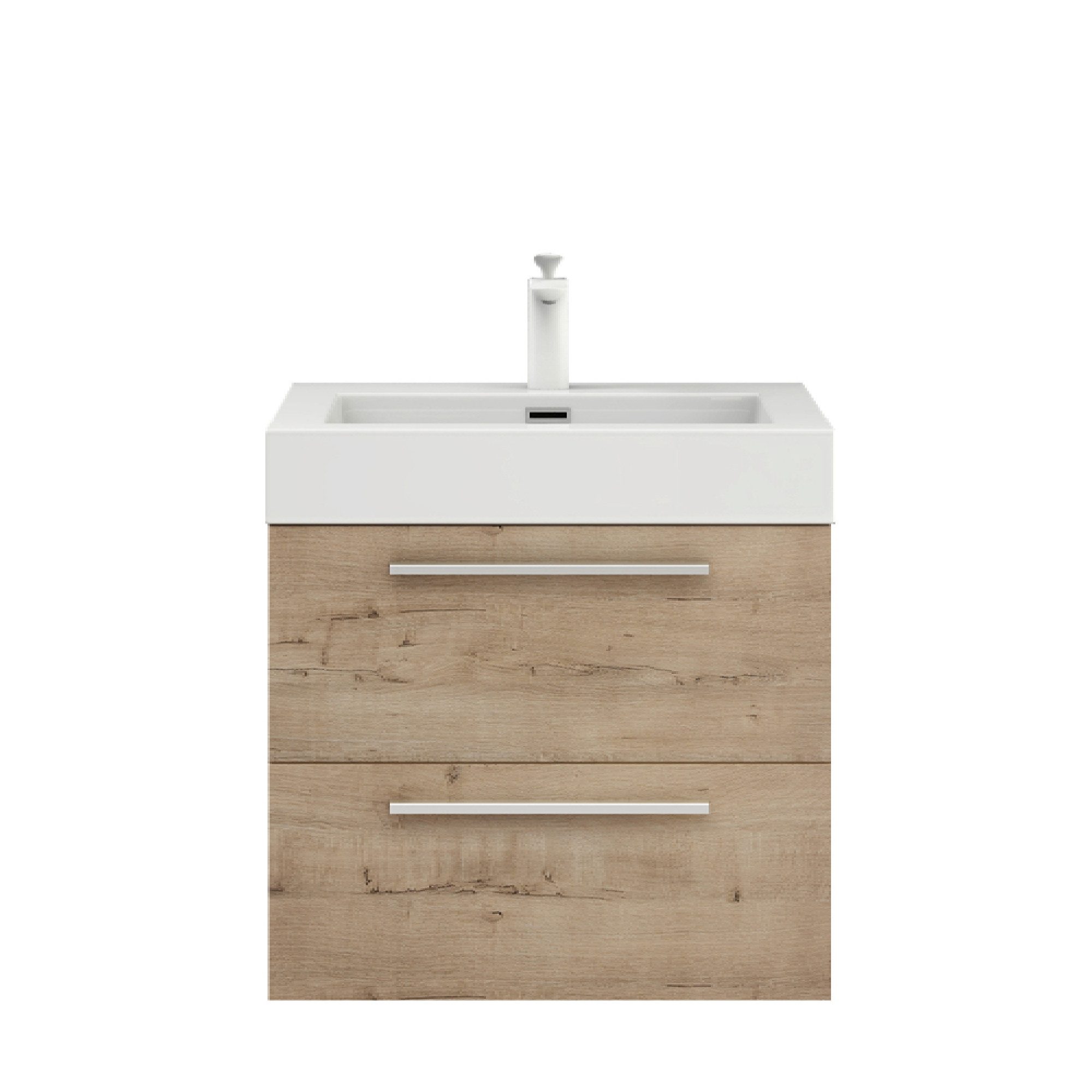 Badmöbel-Set Waschtisch mit Unterschrank mineralguss weiß Waschbecken Quadratto