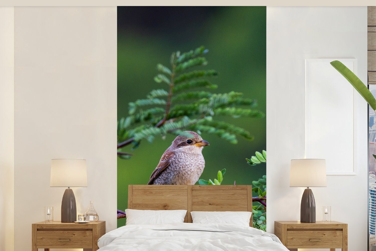 MuchoWow Fototapete Vogel - Baum - Wald, Matt, bedruckt, (2 St), Vliestapete für Wohnzimmer Schlafzimmer Küche, Fototapete