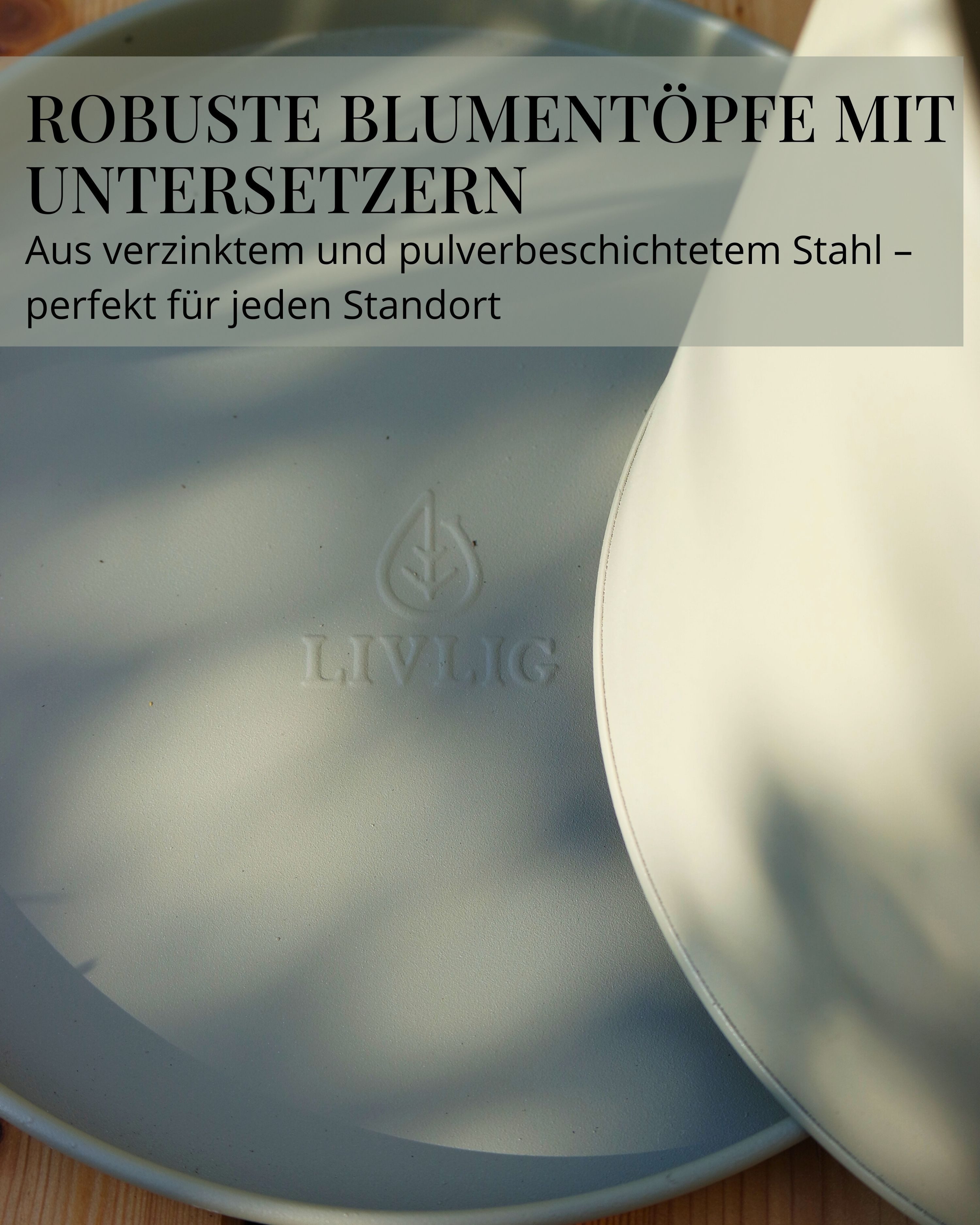 LIVLIG Pflanzkübel Blumentopf mit Untersetzer groß draußen, Übertopf für Pflanzen (3er-Set), Ø 25 cm, 30 cm & 40 cm