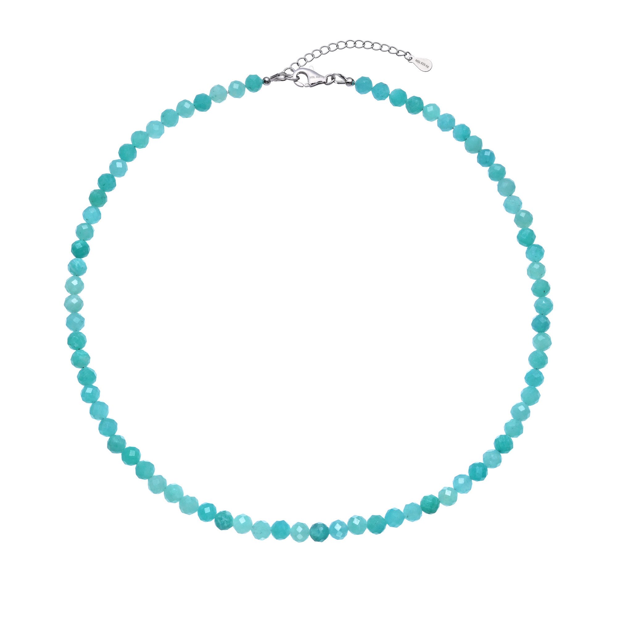 Cavill Silberkette Cavill Silber Halskette mit 87,5 ct Amazonit, rund, verstellbar (1-tlg)