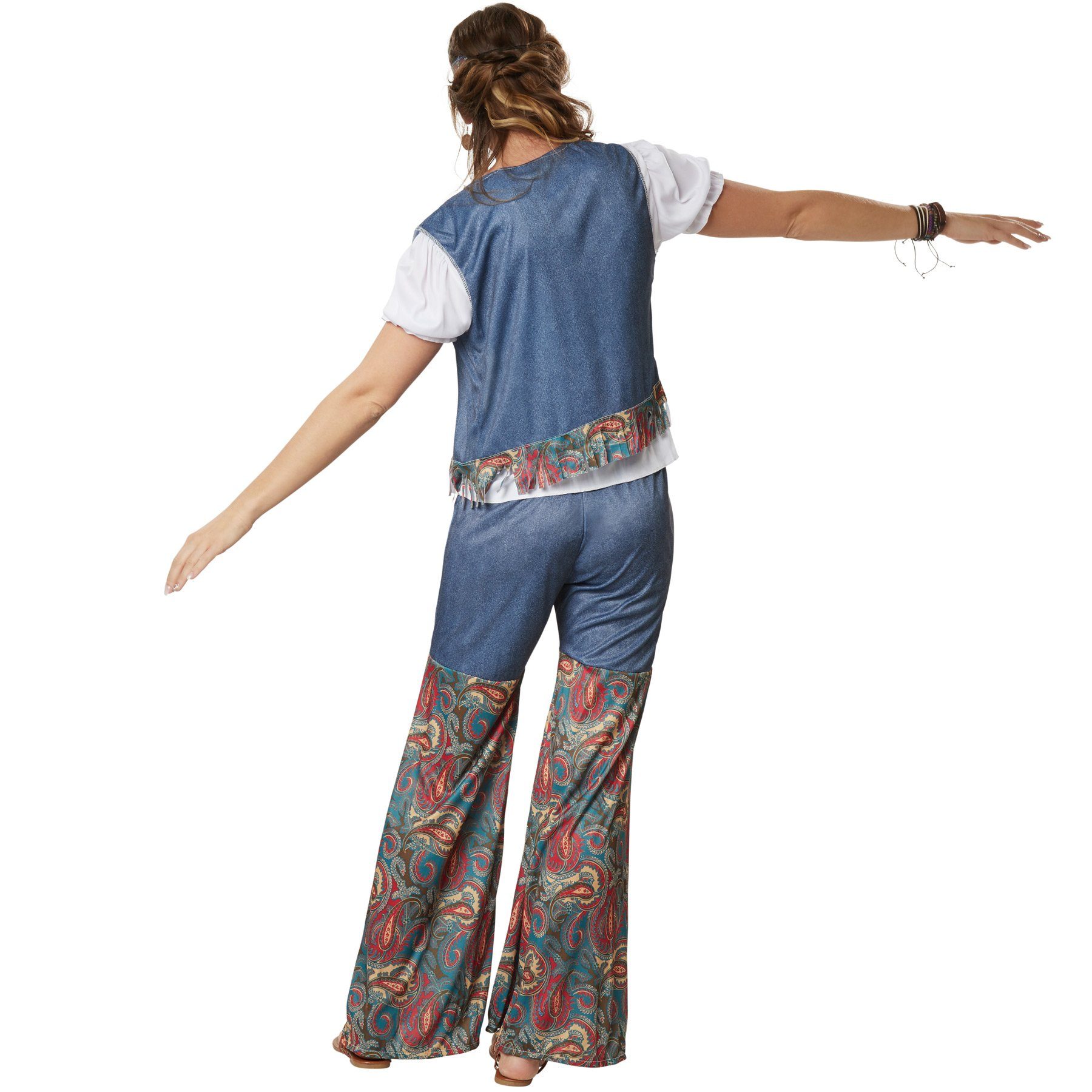 dressforfun Hippie-Kostüm Frauenkostüm Groovy Flower Girl, Outfit in Jeans- und Ornamentenoptik