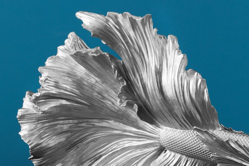 riess-ambiente Tierfigur CROWNTAIL 35cm silber (Einzelartikel, 1 St), Wohnzimmer · Kunststein · Kampffisch · Betta Skulptur · Urban Jungle – Bild 5 von 5