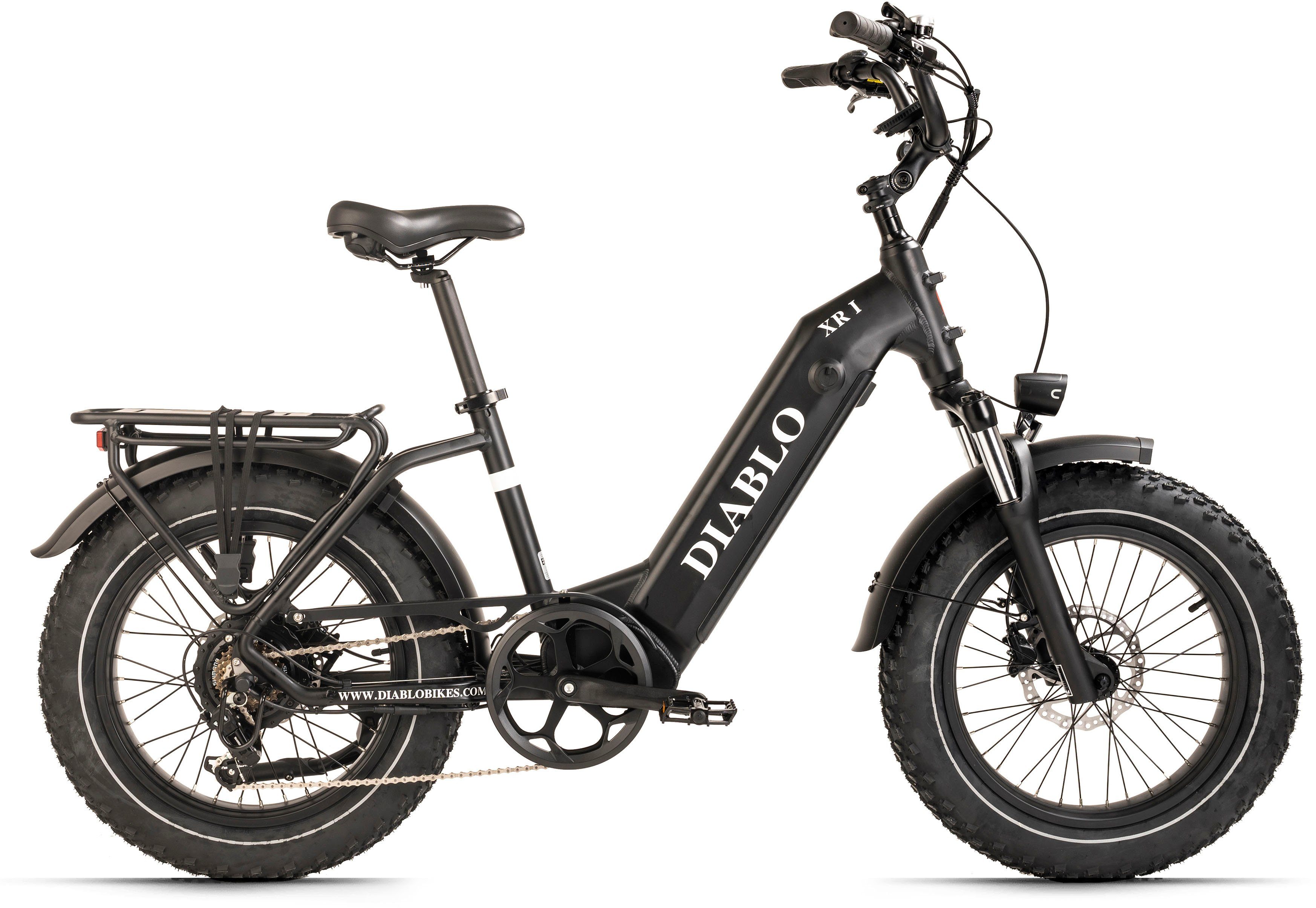 DIABLO BIKES E-Bike XR1, 7 Gang Shimano Tourney Schaltwerk, Kettenschaltung, Heckmotor, 360 Wh Akku