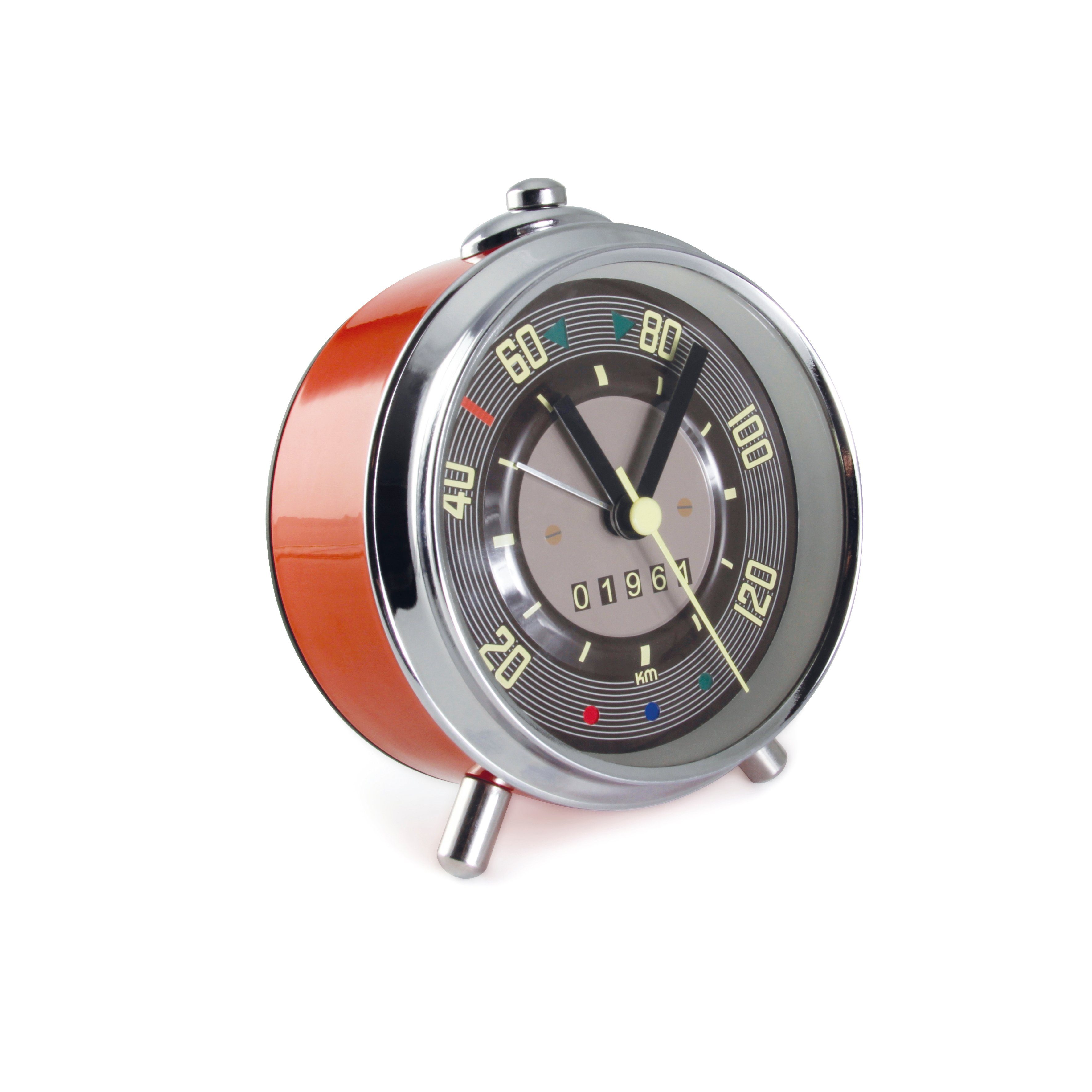 VW Collection by BRISA Wecker Volkswagen Wecker-Uhr-Zeitmesser im Tacho Design vom T1 Bulli Bus Speedometer in Rot