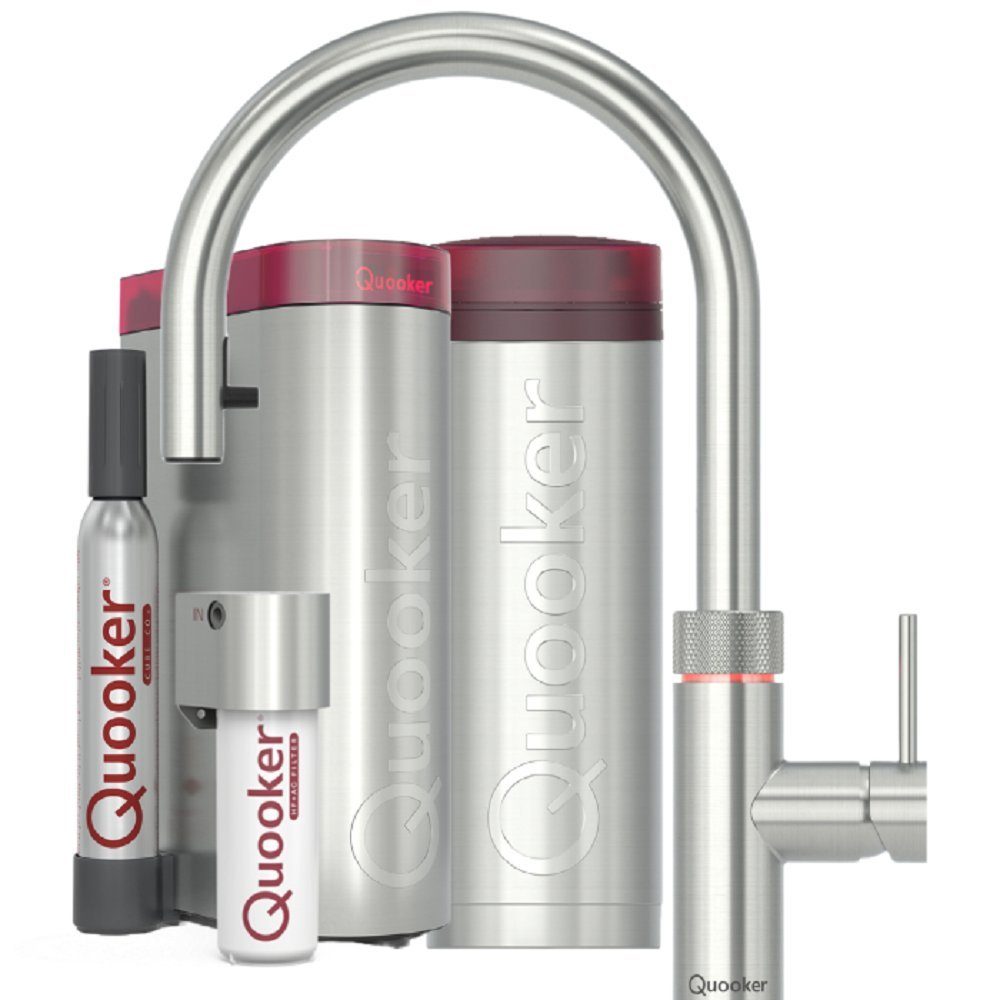 QUOOKER Küchenarmatur Flex Round Set, COMBI, CUBE Voll-Edelstahl FXRSST COMBI CUBE2 *inkl. 7 JAHRE GARANTIE*