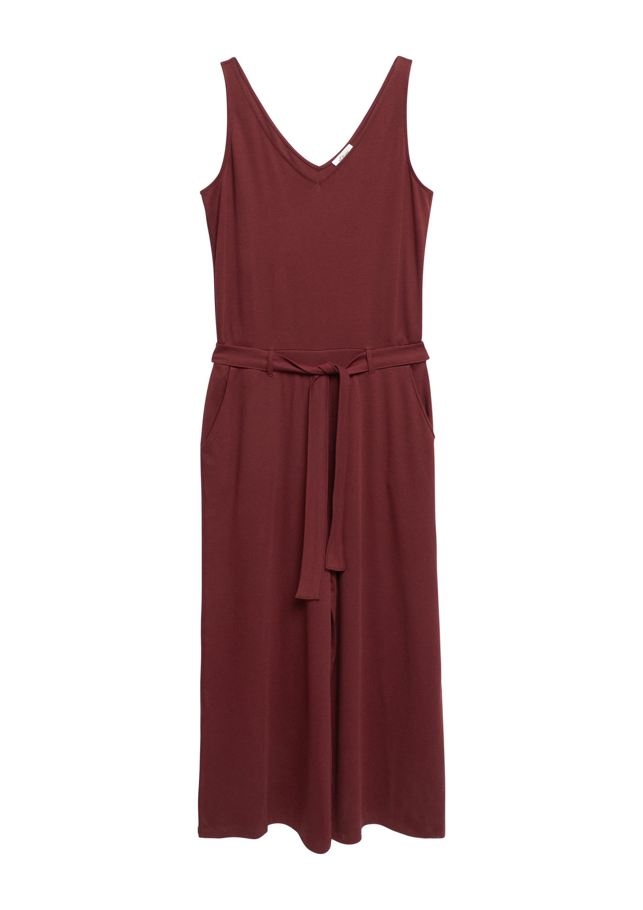 s.Oliver Jumpsuit Overall Ärmelloser Overall aus Interlockjersey mit Gürtel