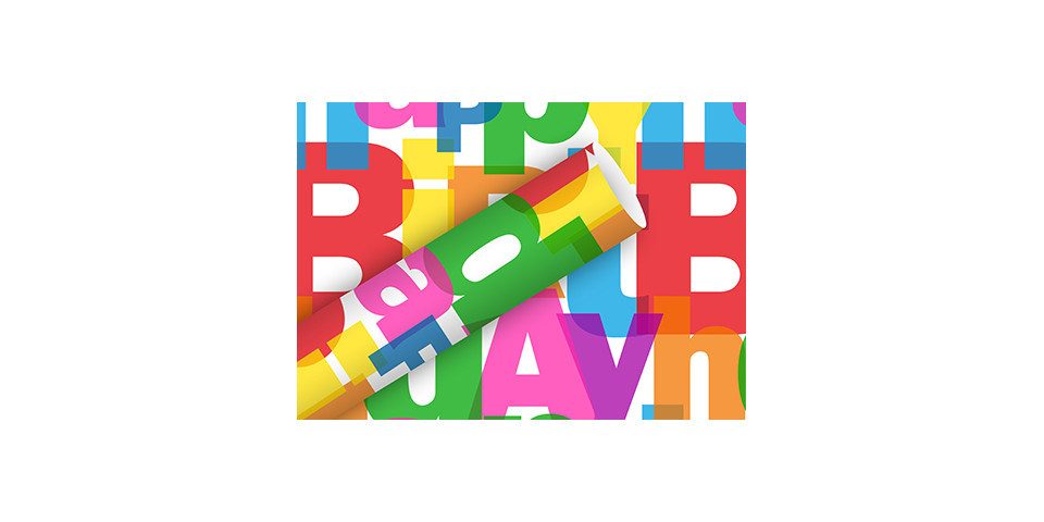 Braun+Company Atelier Geschenkpapier Geschenkpapier Happy Birthday groß bunt 2 m