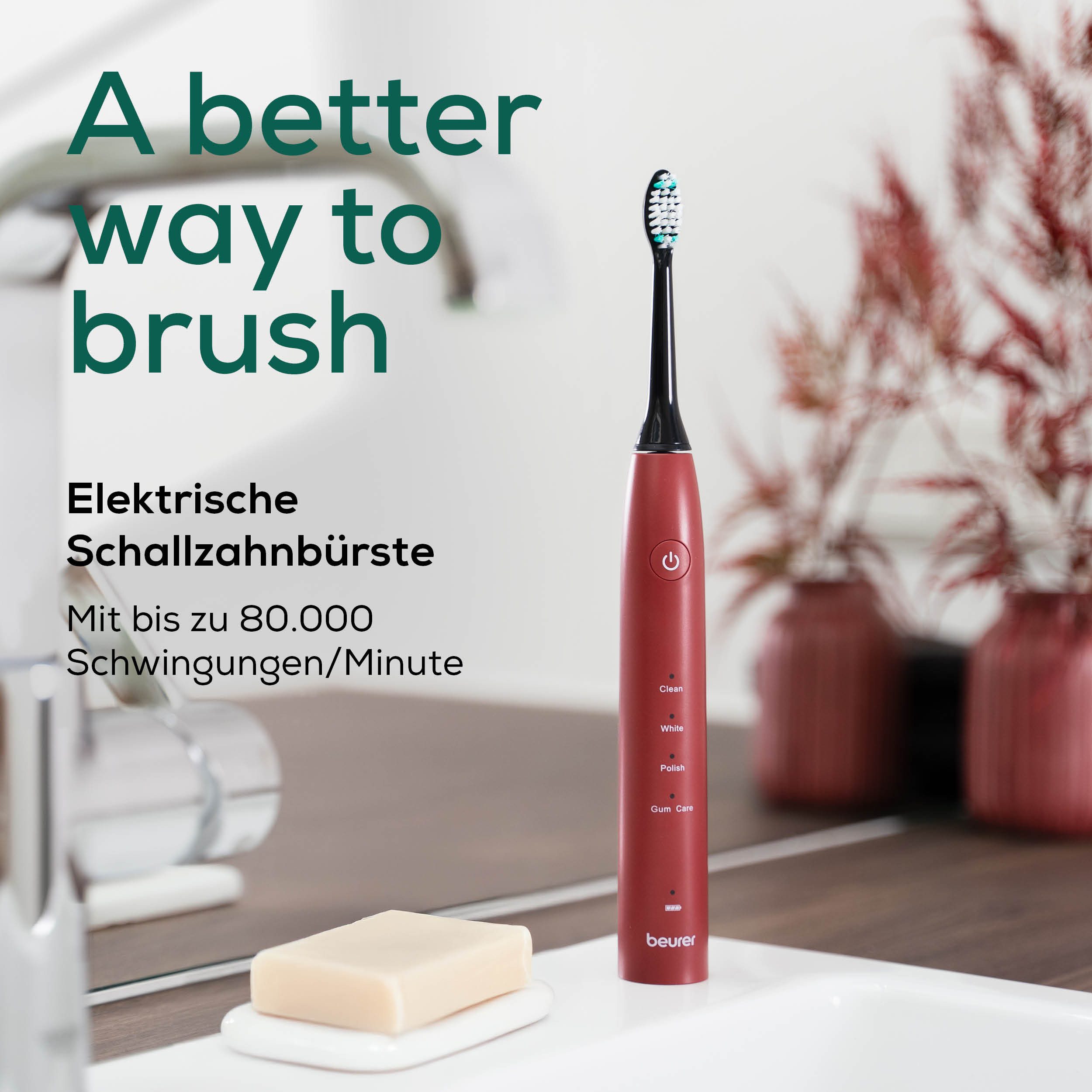 BEURER Schallzahnbürste SC 30 Limited Edition 2025 Green Planet, Aufsteckbürsten: 2 St.