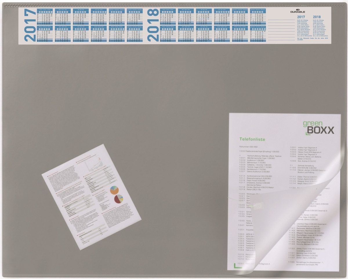 DURABLE Schreibtischunterlage Schreibunterlage 65x52cm Vollsichtfolie grau