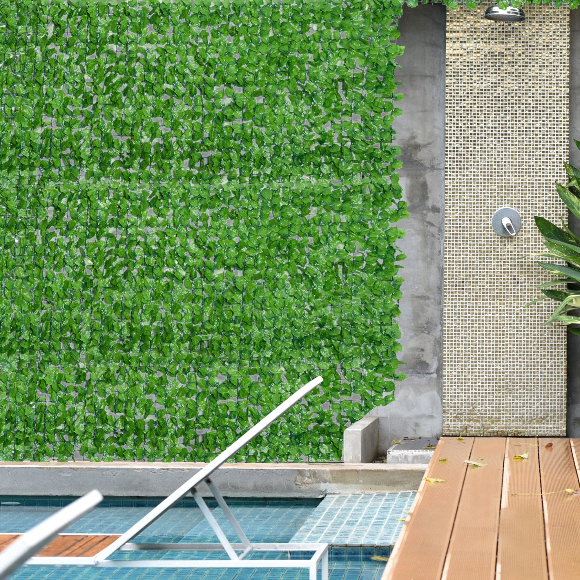 Outsunny Zierzaun Sichtschutzhecke Terrasse Wanddekoration 300 x 100 cm, (Kunsthecken, 2-St., Künstliche Hecke), Hellgrün