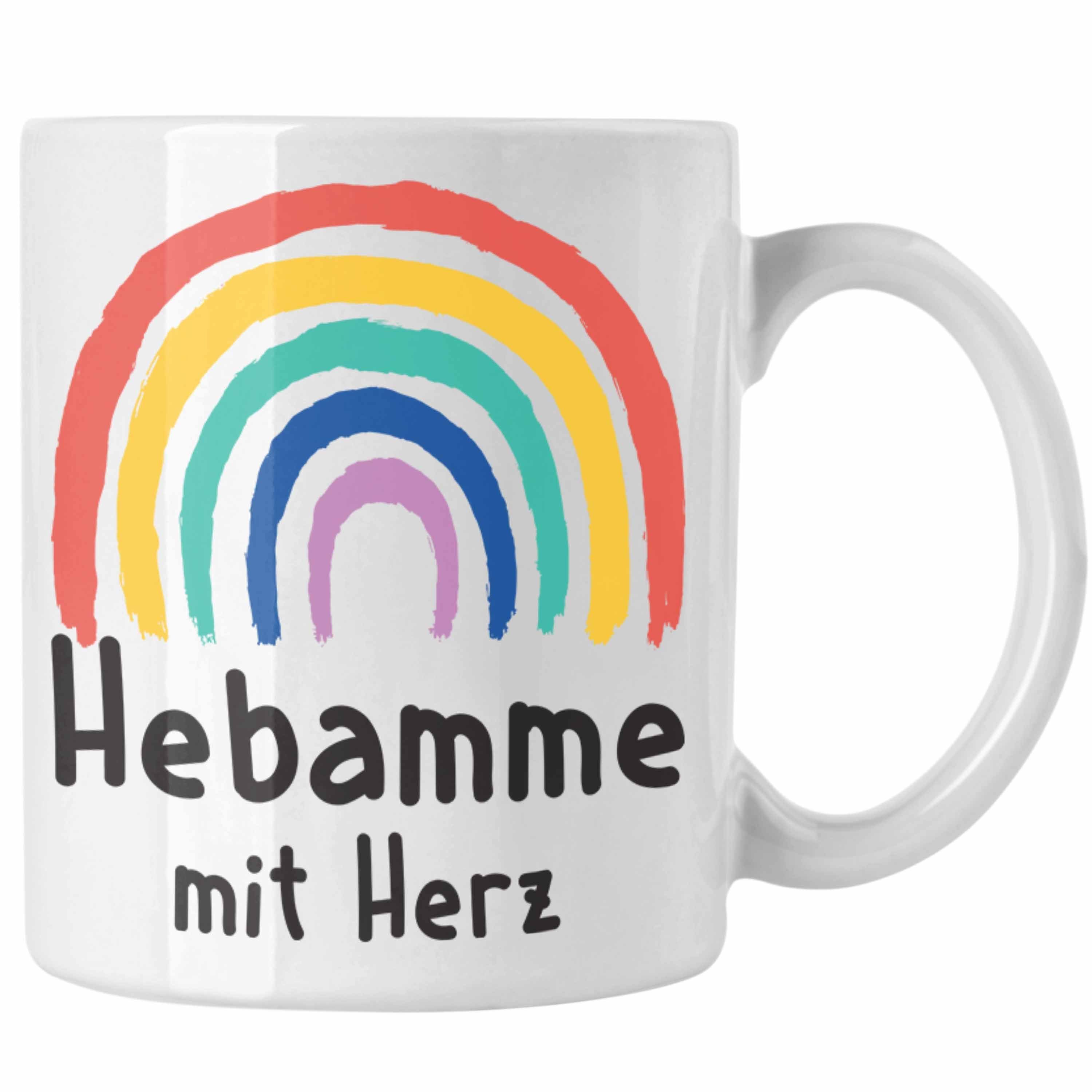 Geschenke mit Dankeschön Tasse Hebamme - Tasse Trendation Spruch Hebamme Geschenk Weiss Kaffeetasse Herz Trendation mit