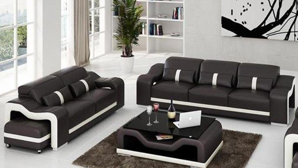 JVmoebel Sofa Design Sofagarnitur Couch Polster Sofas Leder Modern 3+2 Sitzer, Made in Europe | Alle Sofas
