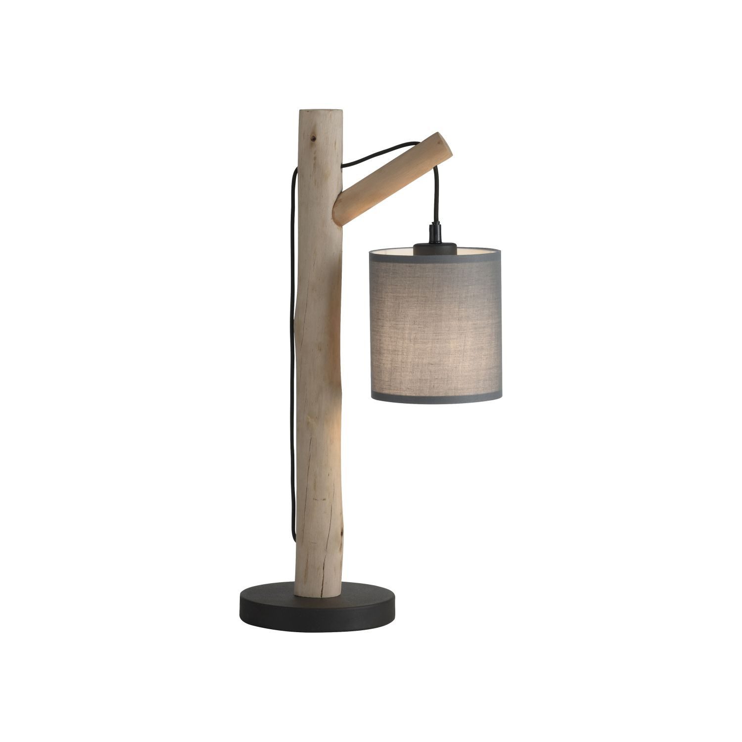 Licht-Erlebnisse Nachttischlampe NYSTOR, ohne Leuchtmittel, Metall Stoff E27 52,5 cm Natur Taupe Modern