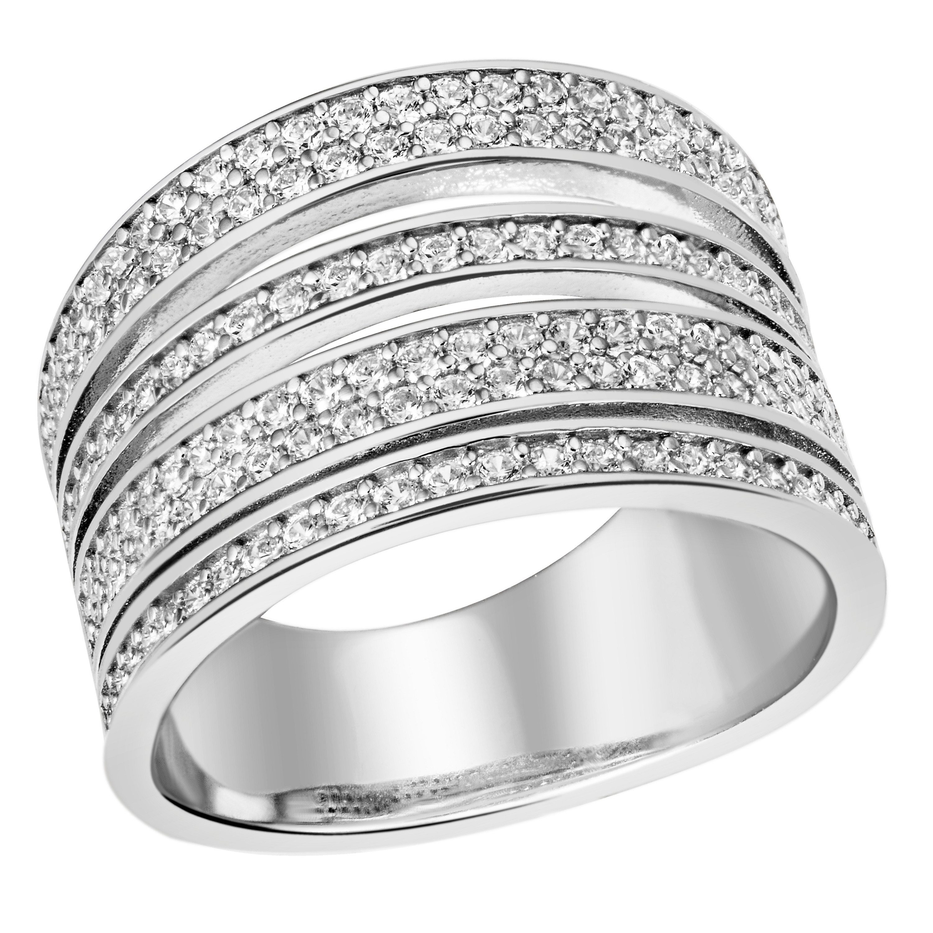 Firetti Fingerring Schmuck Geschenk Silber 925 Damenring Ring mehrreihig, mit Zirkonia (synth)