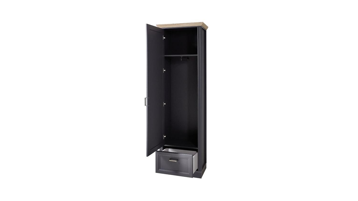 Innostyle Garderobenschrank Garderobenschrank Jasmin Flurmöbel graphit und Artisan Eiche 65x204 cm