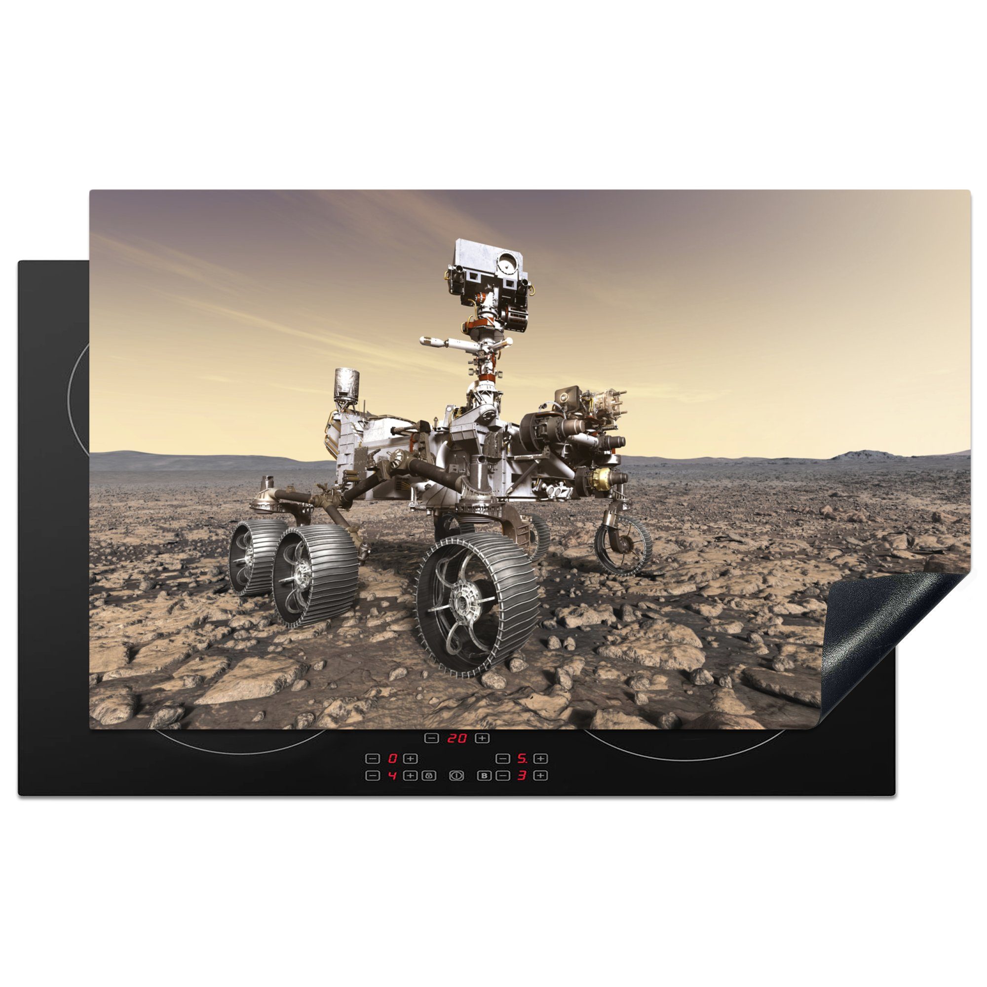 MuchoWow Herdblende-/Abdeckplatte Mars - NASA - Mars-Rover, Vinyl, (1 tlg), 83x51 cm, Ceranfeldabdeckung, Arbeitsplatte für küche