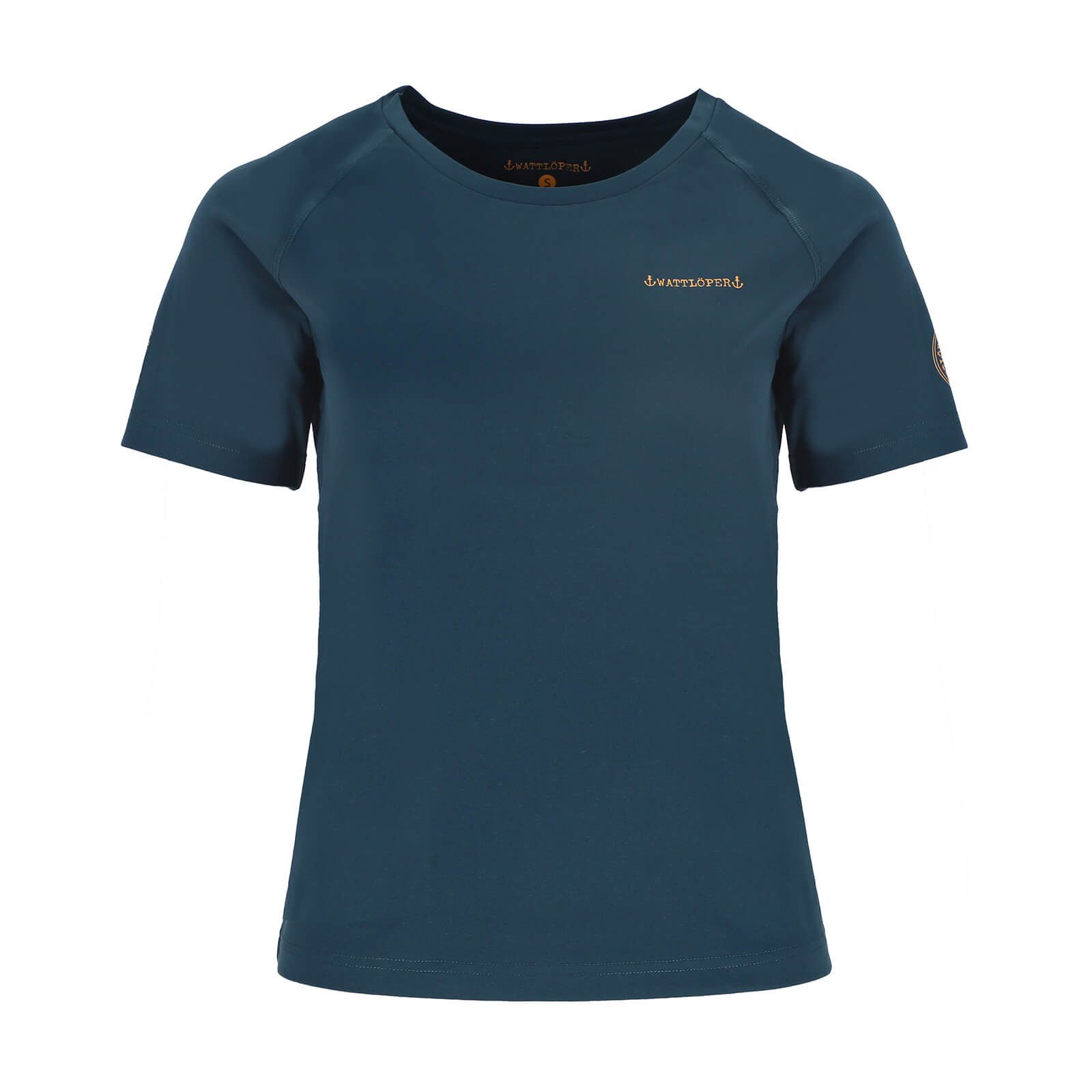 Wattlöper T-Shirt 11220SH Damen Funktionsshirt Kurzarm mit UV-Schutz Schnelltrocknend Unifarbenes Funktions-T-Shirt mit kleinem Logo-Print auf der Brust