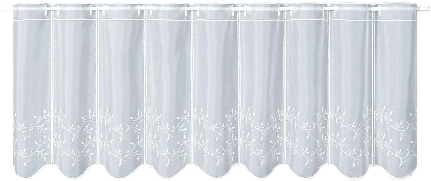 Gerster Scheibengardine TWINE (1 St), Durchzuglöcher, transparent, Hochwertiger Voile bestickt Blumenranken