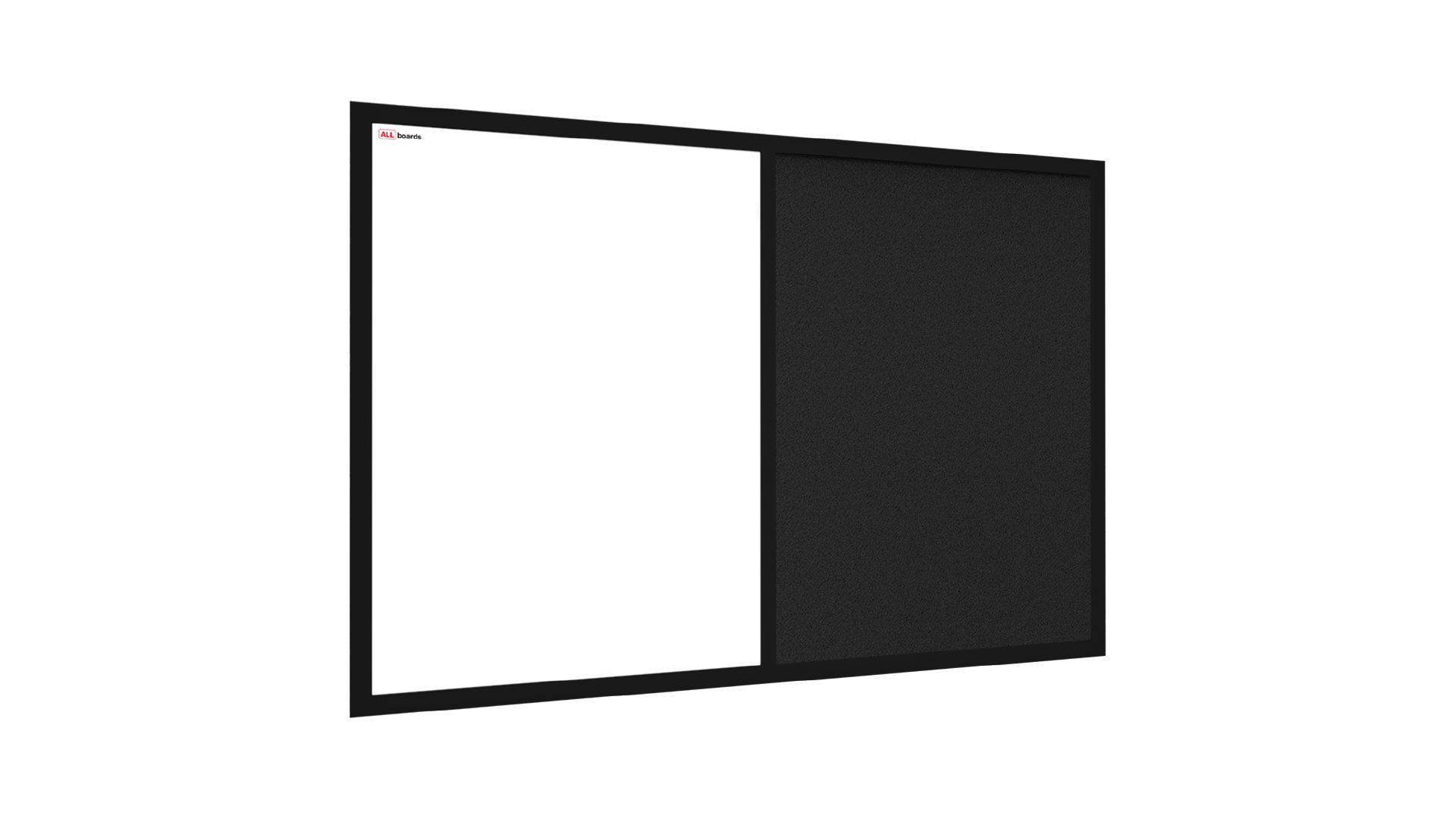 ALLboards Tafel Kombitafel 2 in 1 Whiteboard und Kork mit schwarz lackietem Holzrahmen