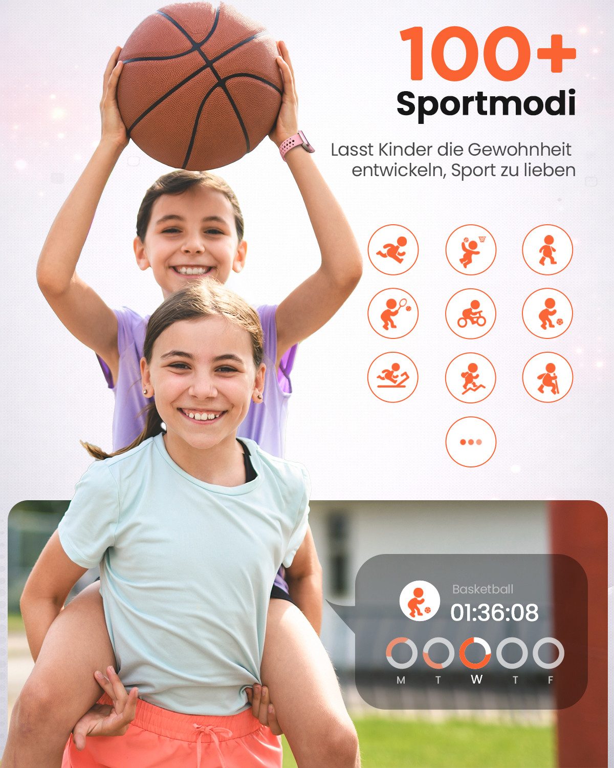 SWGOTA Smartwatch Kinder für Jungen und Mädchen 5-16 Jahren mit Telefon, IP68 Smartwatch (1,5 Zoll), Smartwatch für Kinder mit 20 Sportmodi/Herzfrequenz/Schlafmonitor, Kinder Smartwatch Schrittzähler, Wecker, Geschenk für Kinder