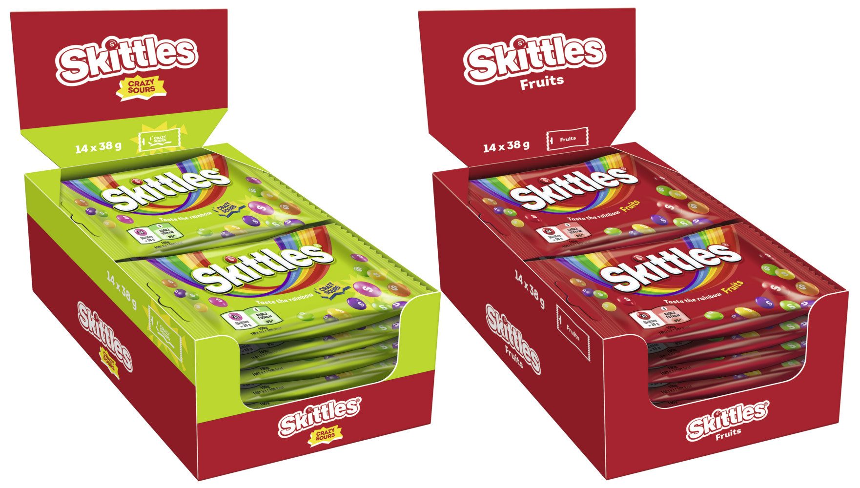 Mars GmbH Süßigkeit Skittles Mix Crazy Sours 14x38g & Fruits 14x38g