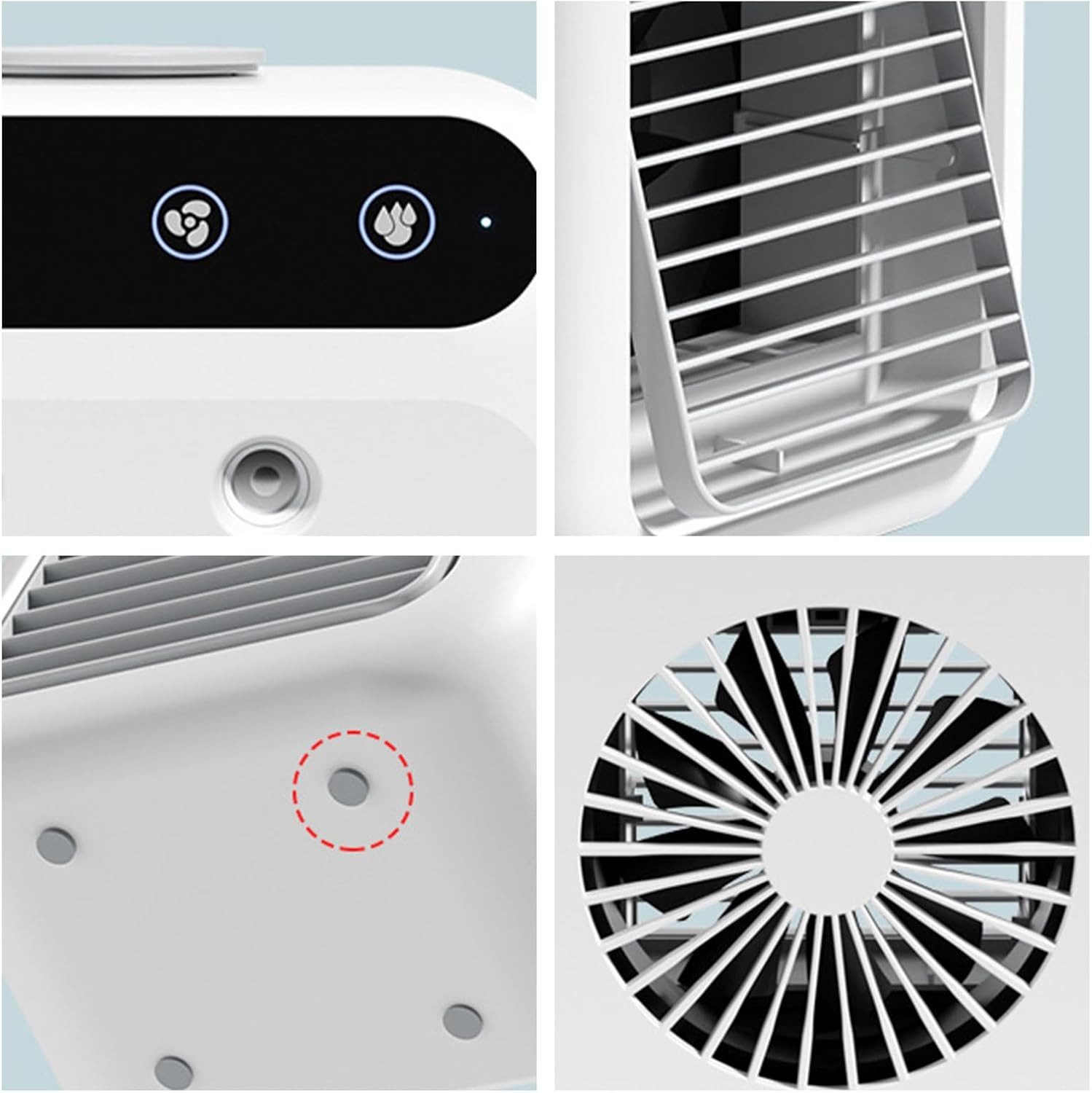 VIVIHEYDAY Ventilatorkombigerät Luftkühler/Befeuchter/Ventilator 4-in-1, Mini leise Klimaanlage, 500ml Tank, 2 Stufen, Tragbarer Wassergekühlter Sprühklimaventilator