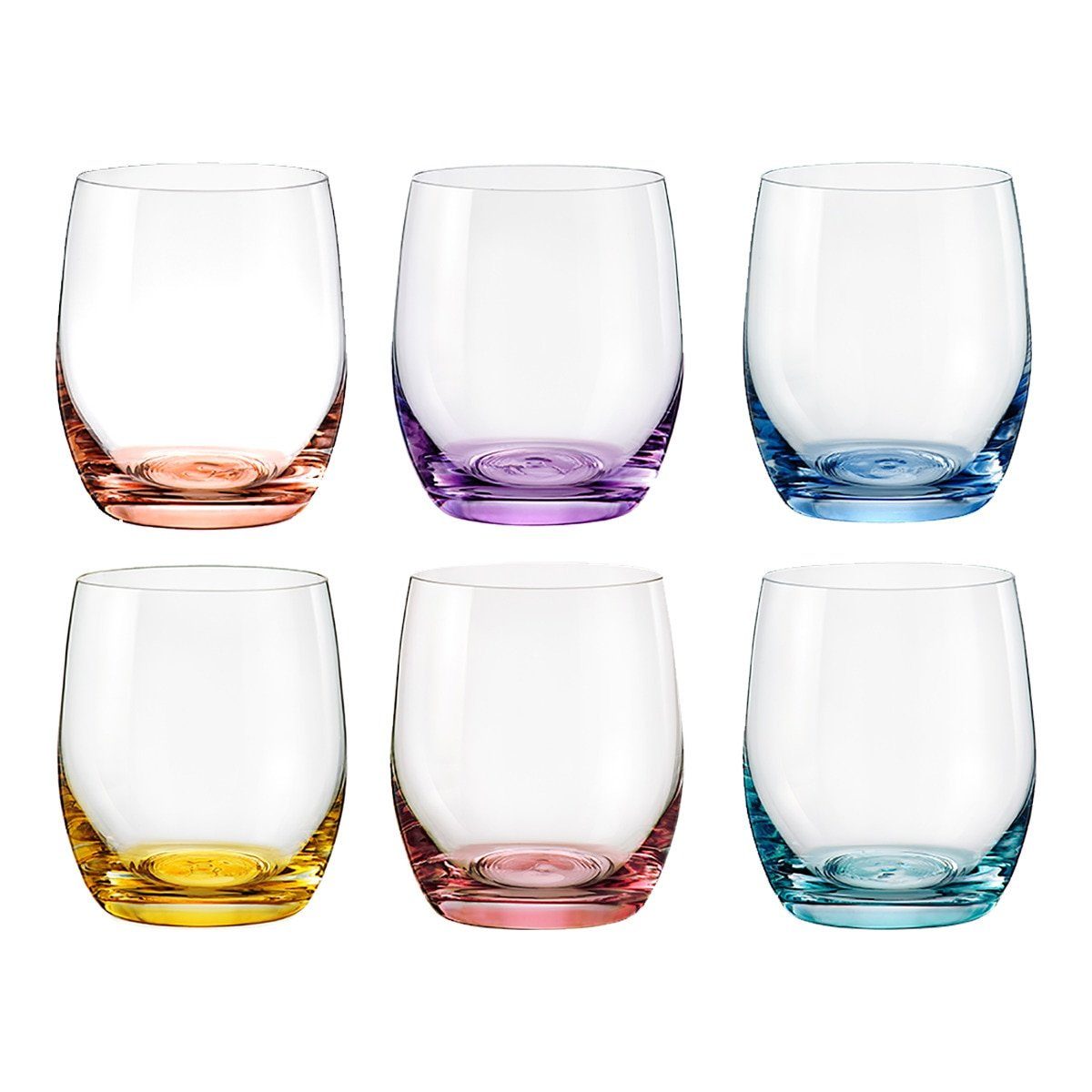 6er Model Crystalex 300 Kristallin, Kristallglas Becher Spectrum Set, 6er Whiskygläser mehrfarbig, Set, Wassergläser ml