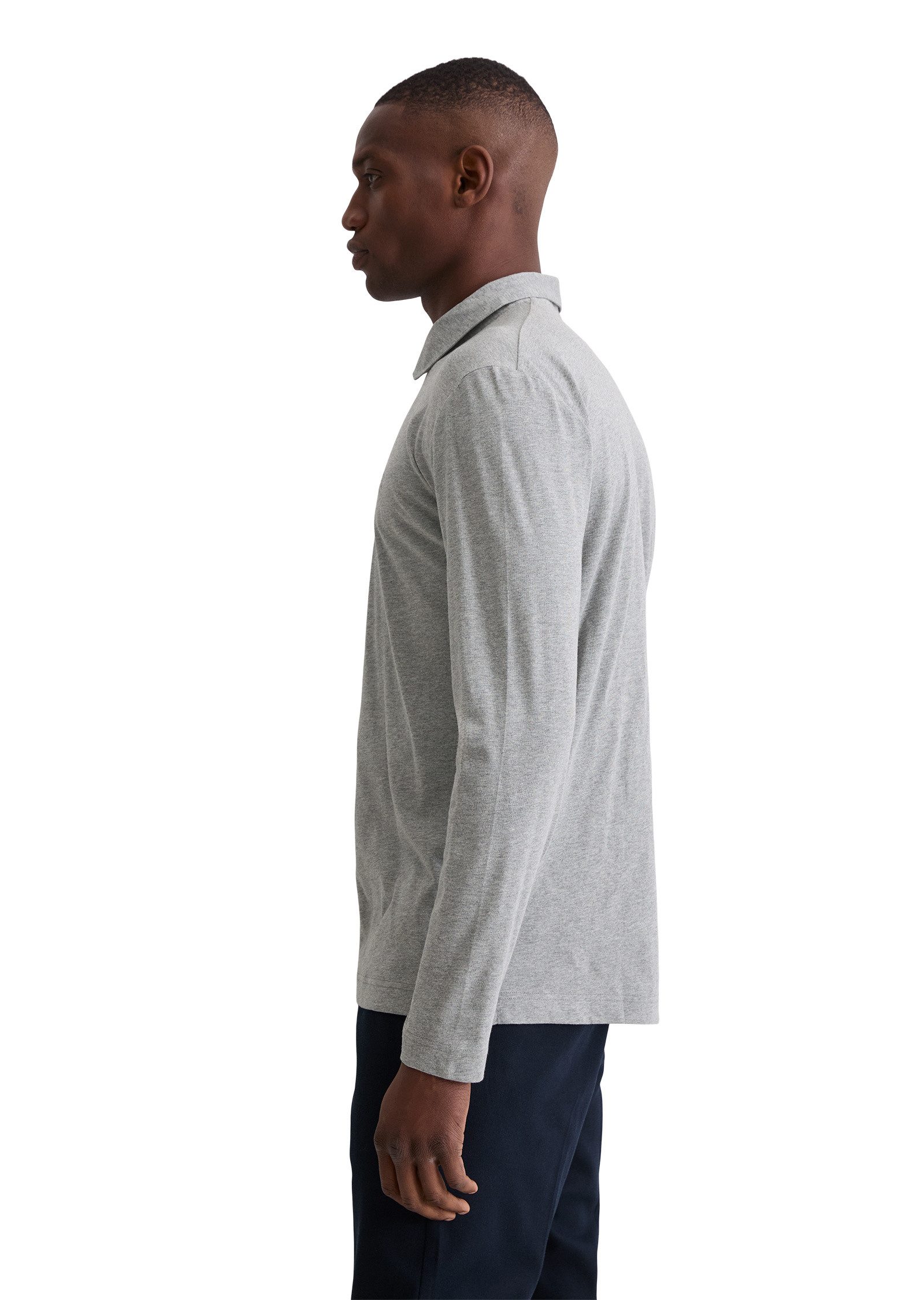 Marc O'Polo Langarm-Poloshirt aus reiner Bio-Baumwolle