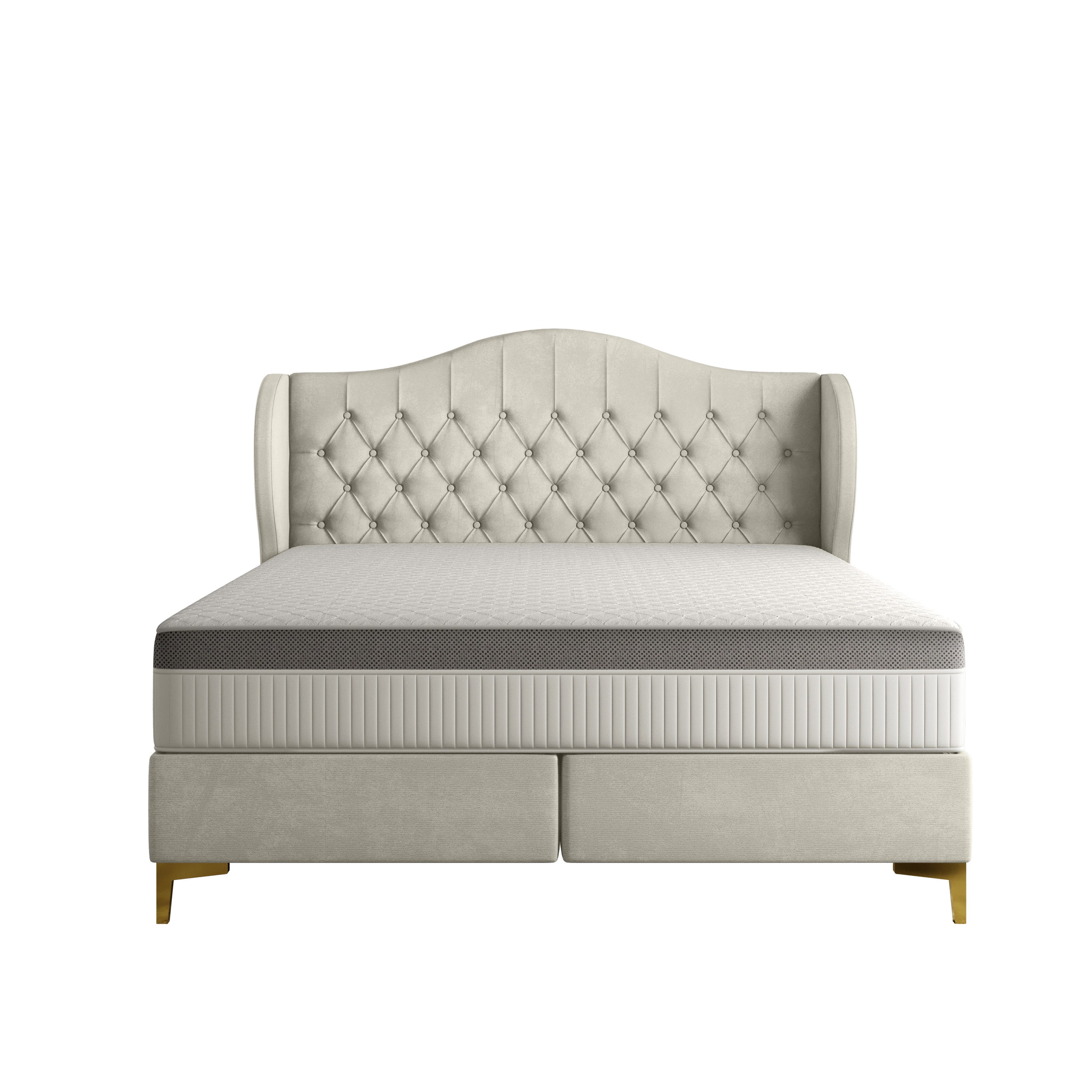 Kaiser Möbel Polsterbett Designerbett LEGEND mit Taschenfederkern & Kokos, Whisper Stoff (Bett mit Matratze), Mit Matratze und Bezug
