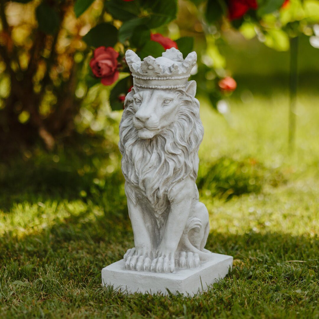 gartendekoparadies.de Gartenfigur Dekorative Steinfigur, Löwe mit Krone, 36 cm Höhe, 9 kg, Frostsicher