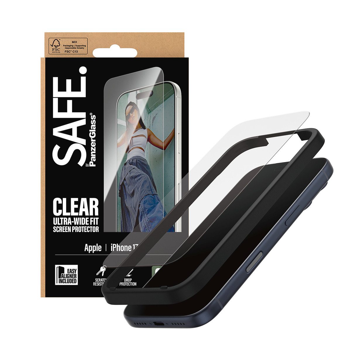 SAFE by PanzerGlass Displayschutzglas Ultra-Wide Fit Screen Protector für Apple iPhone 17 Pro, Displayschutzfolie, Schutzfolie, Bildschirmschutz, kratz- & stoßf – Bild 4 von 5