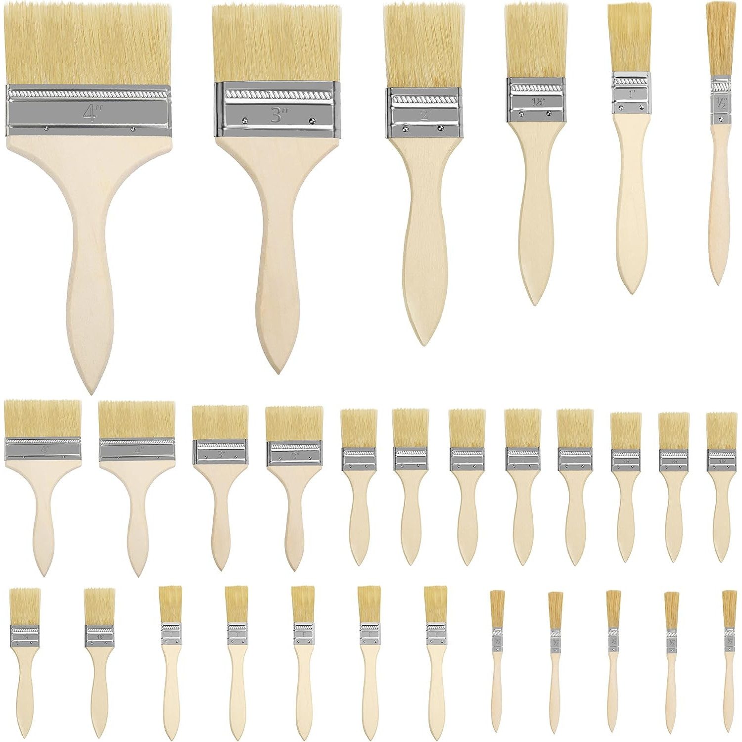 Kurtzy Malpinsel Kurtzy Pinselset 30er Pack, Holzpinsel für Farbe und Lack, (30 St)