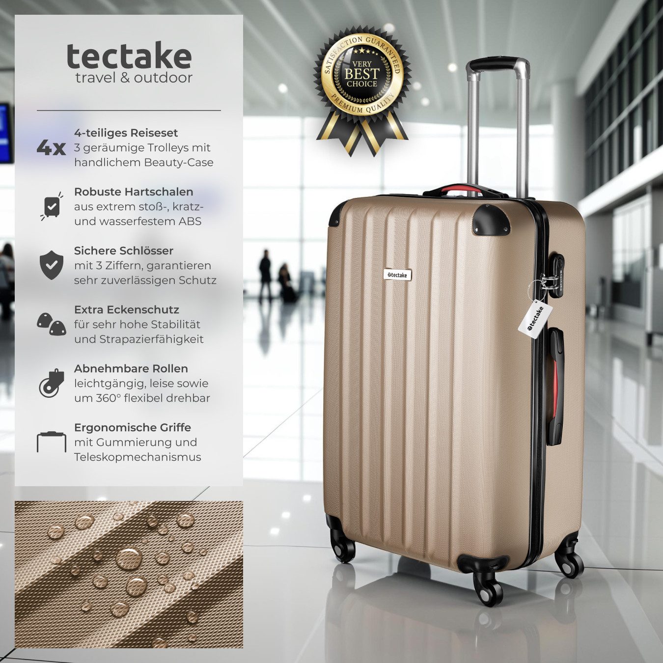 tectake Trolley Hartschalenkoffer-Set, 4 Rollen, 4-teilig, günstig online kaufen