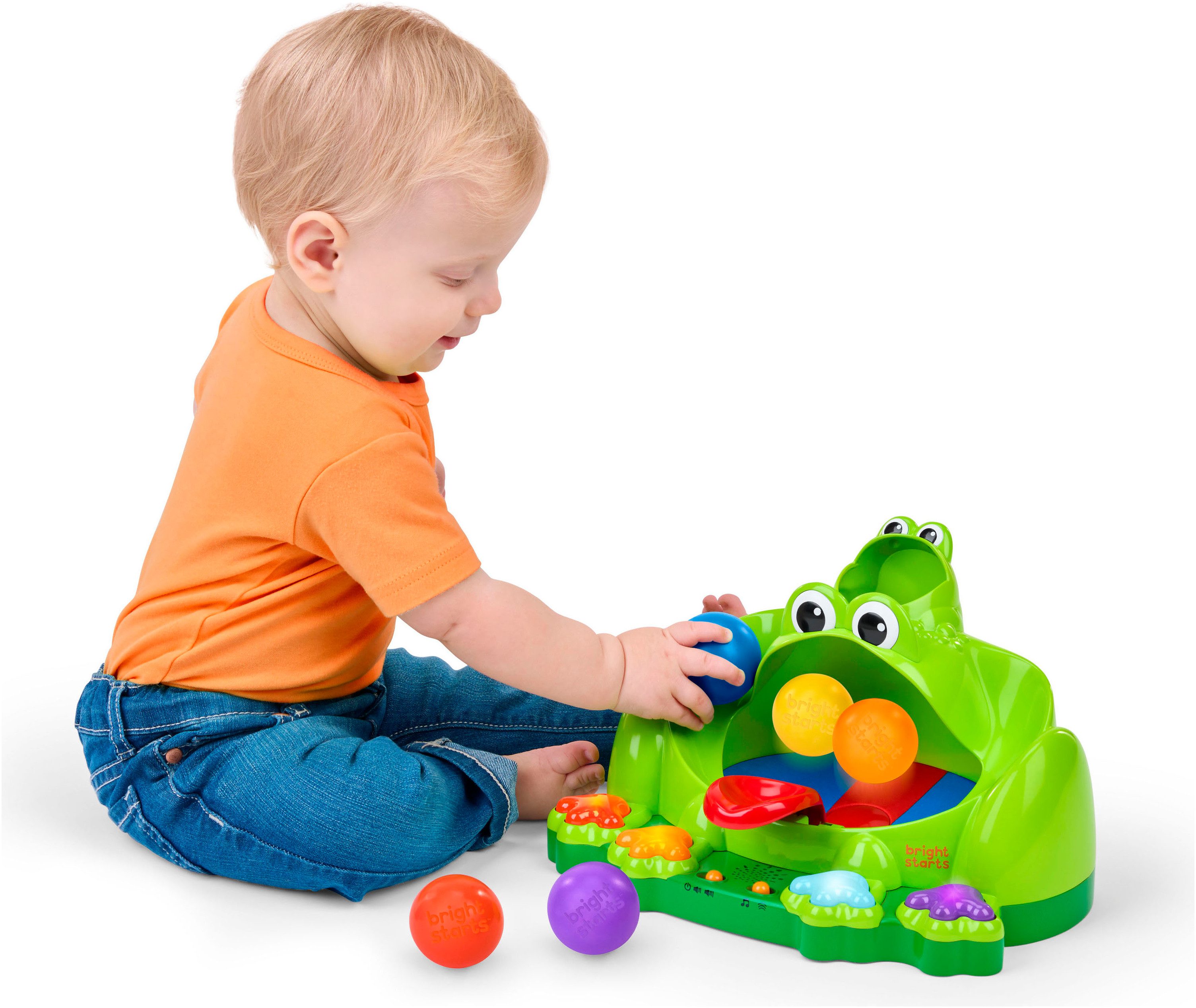 Bright Starts Lernspielzeug Poppin' Ball Frog Ball Play Toy, mit Licht und Sound