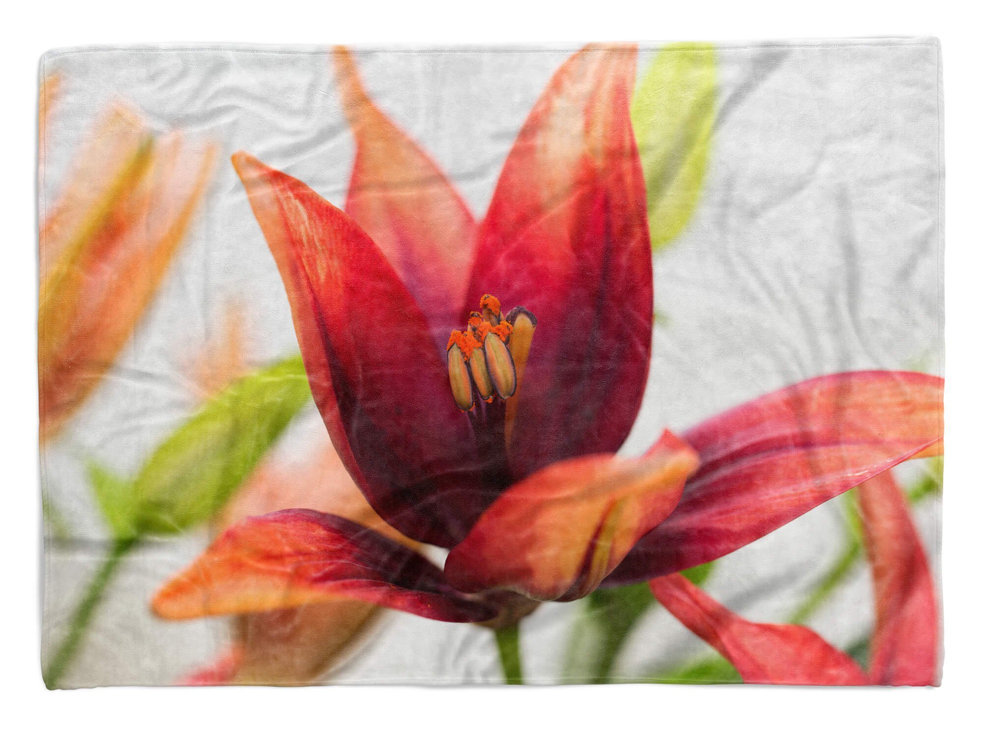 Sinus Art Handtücher Handtuch Strandhandtuch Saunatuch Kuscheldecke mit Fotomotiv Exotische Blume Bl, Baumwolle-Polyester-Mix (1-St), Handtuch | Saunahandtücher