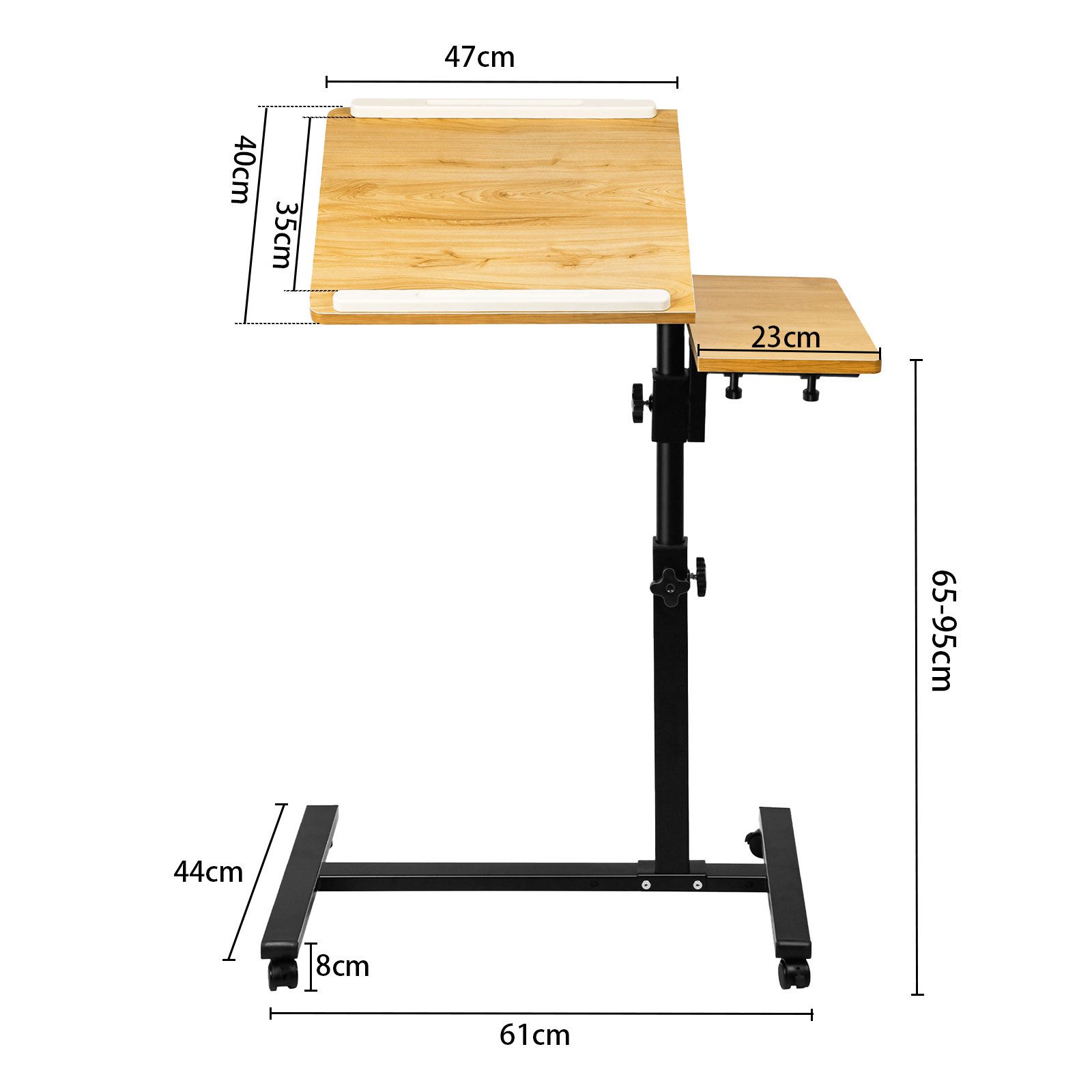 JEOBEST Beistelltisch Laptoptisch, PC Tisch für Büro, C Form mit 360° Drehfunktion, (1 St) Höhenverstellbar, Rollbar, Neigbare Tischplatte, Mausablage