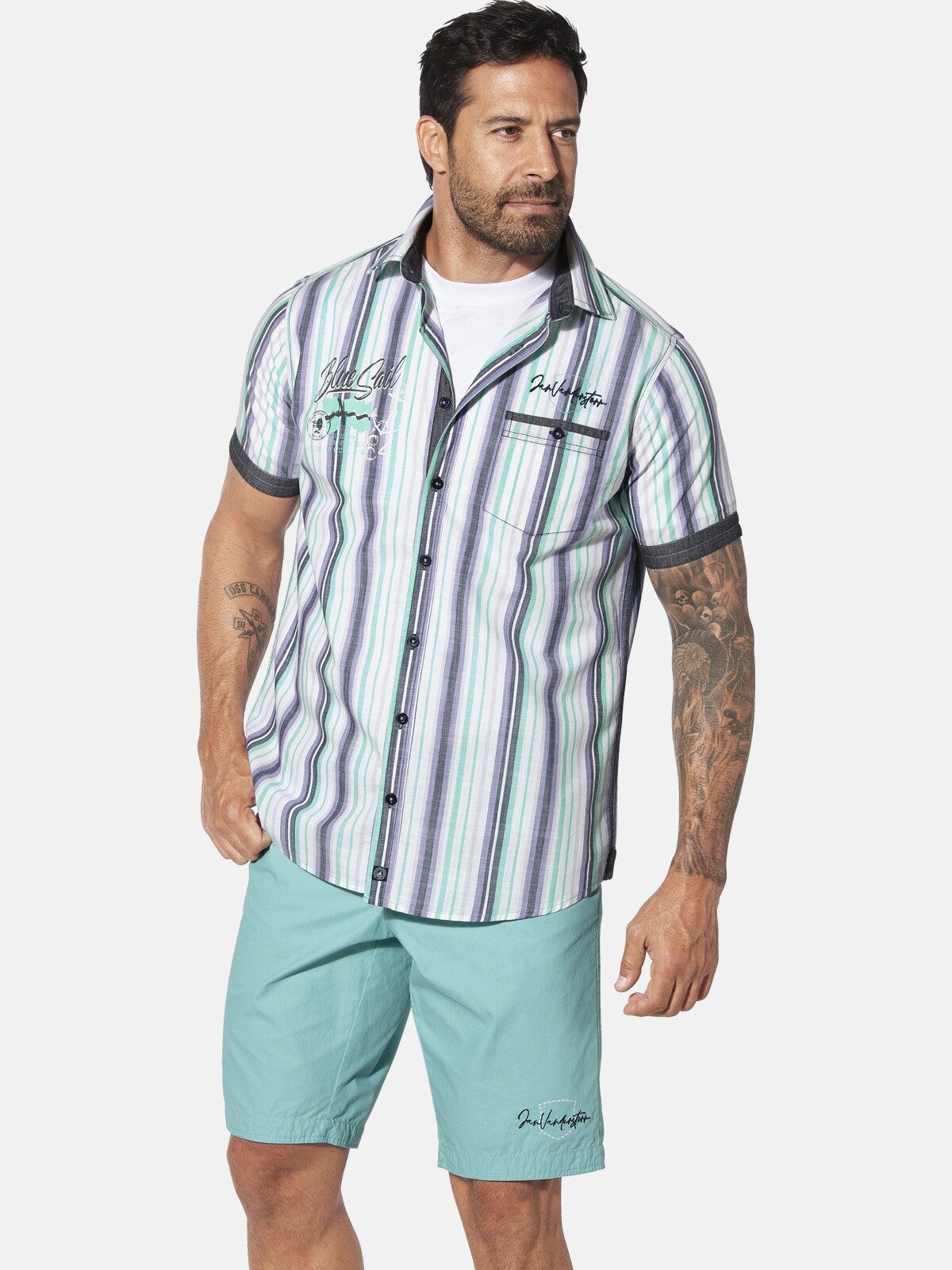 Jan Vanderstorm Kurzarmhemd SVENHART in Leinenoptik günstig online kaufen