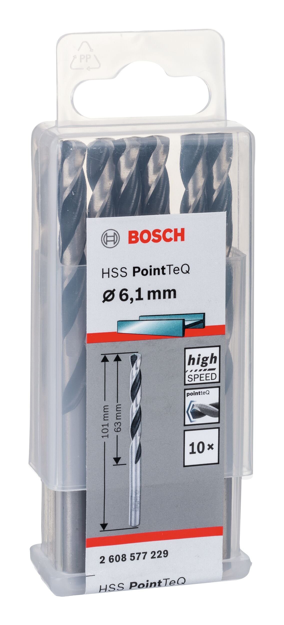 BOSCH Metallbohrer, (10 Stück), HSS PointTeQ (DIN 338) Metallspiralbohrer - 6,1 mm - 10er-Pack