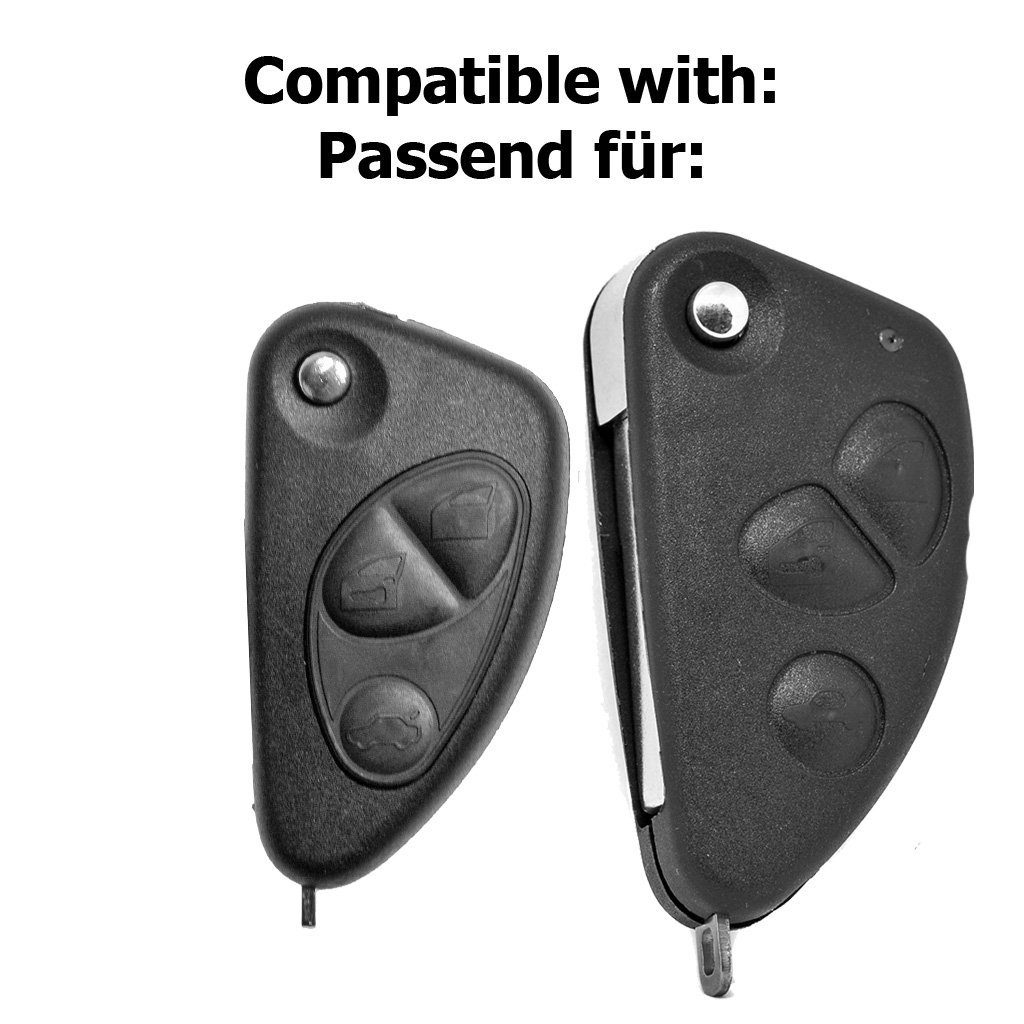 mt-key Schlüsseltasche Autoschlüssel Softcase Silikon Schutzhülle Weiß, für Alfa  Romeo 156 147 GT 97-10 3 Tasten Klappschlüssel