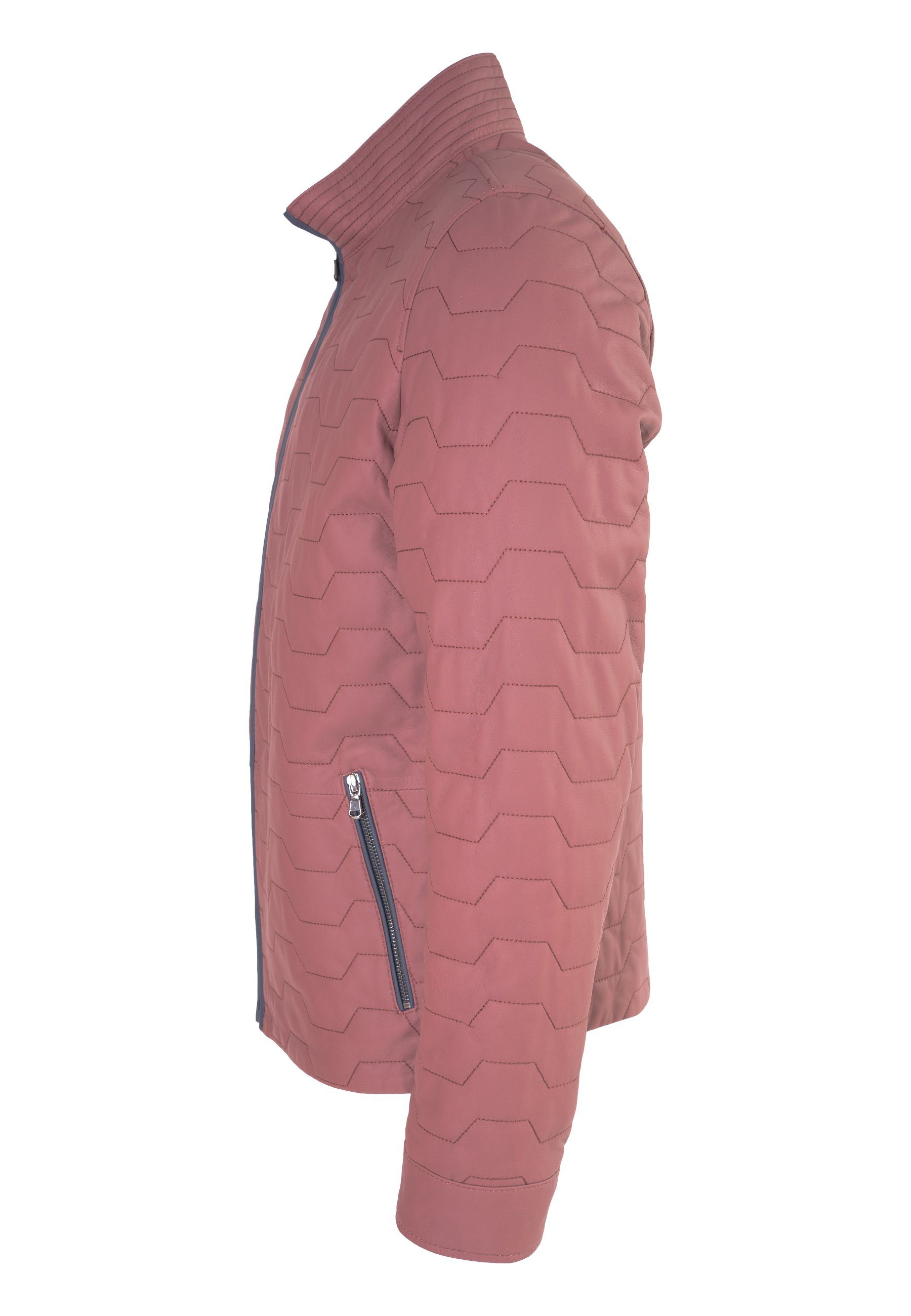 Lolus Lederjacke Chris in weinrot Sportlich elegante Herren Stepp Lederjacke aus weichem Lammnappa Leder