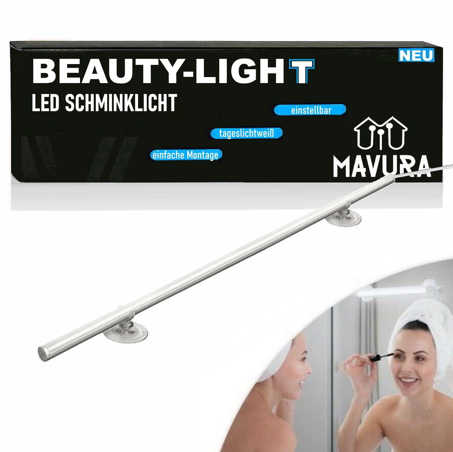 MAVURA LED Lichtleiste BEAUTY-LIGHT LED Schmink-Licht Make-Up Spiegel-Leuchte, LED fest integriert, Tageslichtweiß, Kosmetiklampe Schminklicht Spiegelleuchte