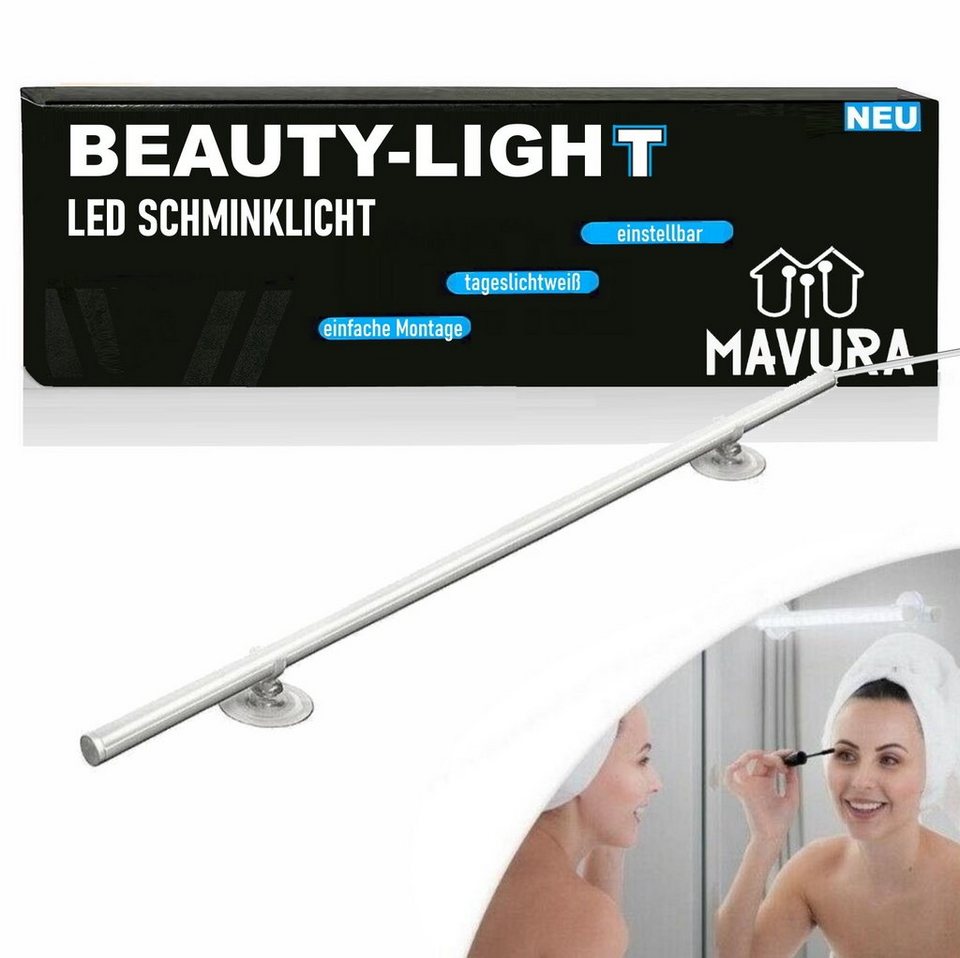 MAVURA LED Lichtleiste BEAUTY-LIGHT LED Schmink-Licht Make-Up  Spiegel-Leuchte, LED fest integriert, Tageslichtweiß, Kosmetiklampe  Schminklicht Spiegelleuchte