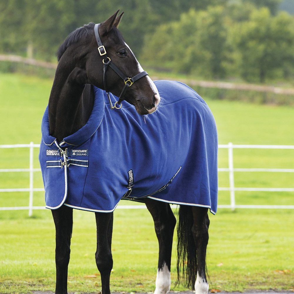 Horseware Pferde-Abschwitzdecke Horseware Rambo Cosy Fleece - Navy with Beige