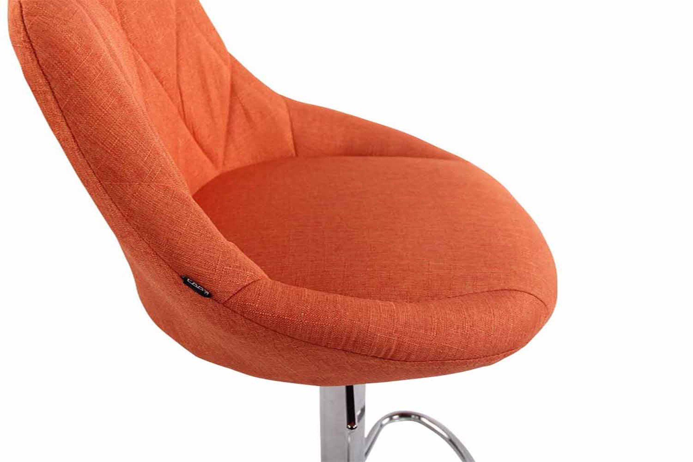 & - Sitzfläche: Barhocker Lazius, - Rückenlehne verchromter für und 360° Barstuhl Stahl höhenverstellbar Küche Orange Stoff - - - mit TPFLiving Hocker Tresenhocker Theke Fußstütze drehbar