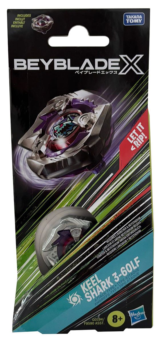 Hasbro Speed-Kreisel Beyblade X Keel Shark 3-60LF Kreisel Booster Pack – Angriffs-Typ mit X