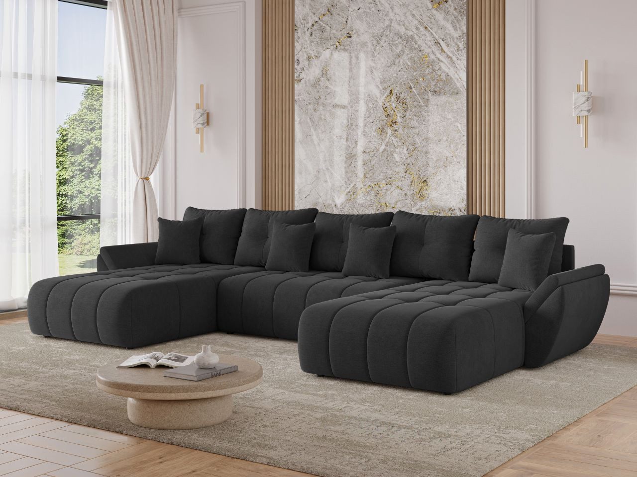 GrainGold Ecksofa U-Form Decor U, Set, Bettkasten, Wellenfedern, Schlaffunktion, DL-Mechanismus