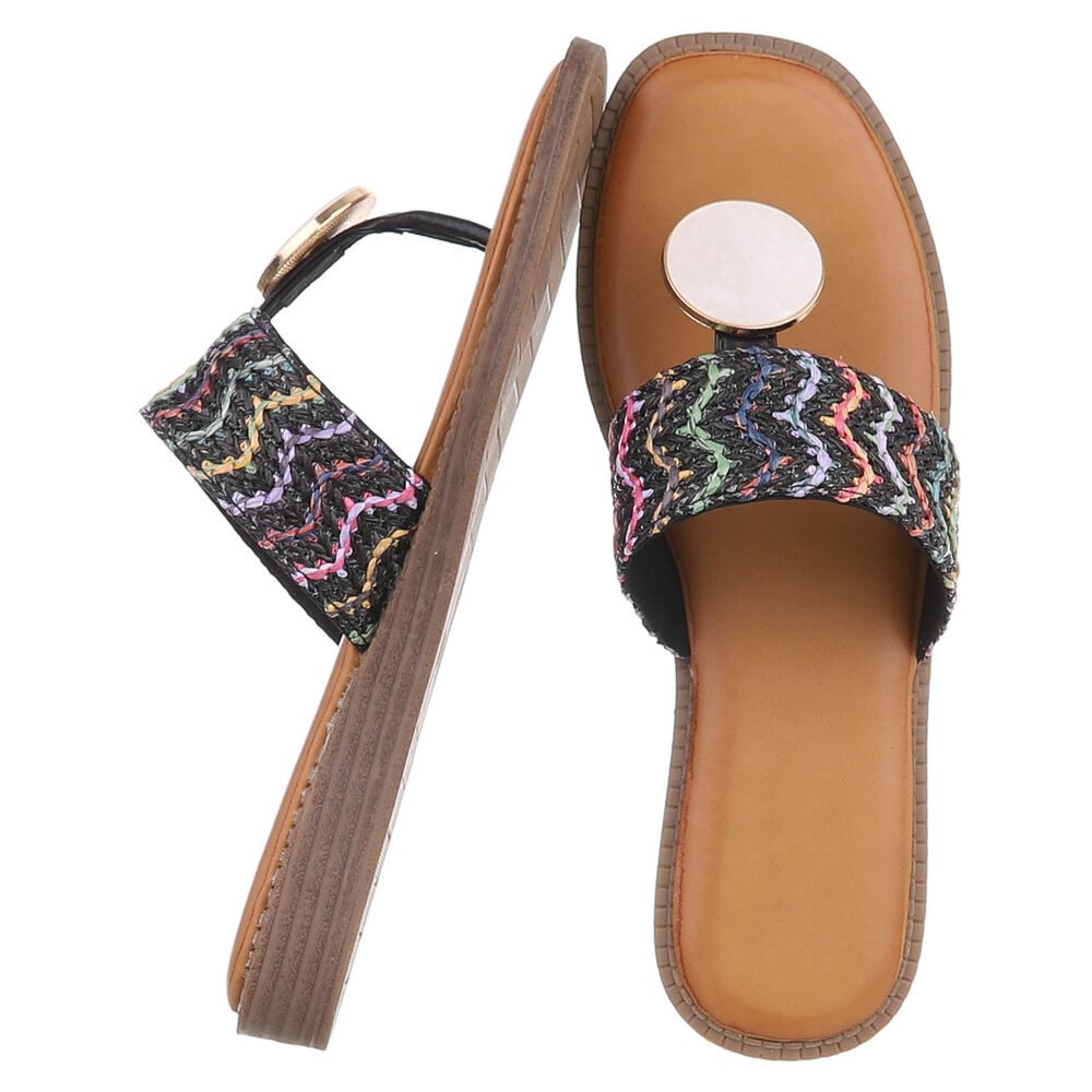 Ital-Design Trendige Damen-Sandalen mit goldener Applikation, Sommer Zehent günstig online kaufen